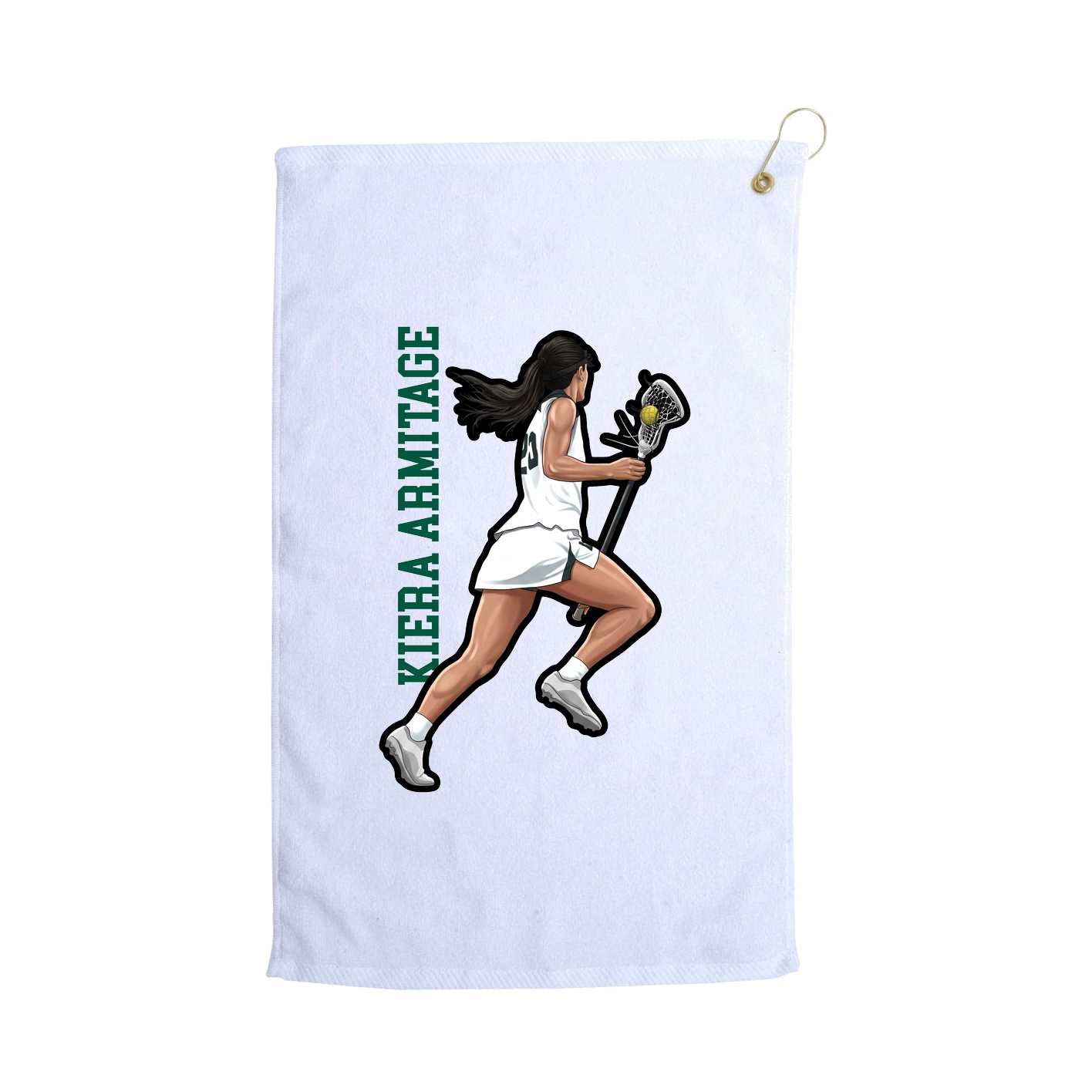 Golf Towel — Name Vertical in White