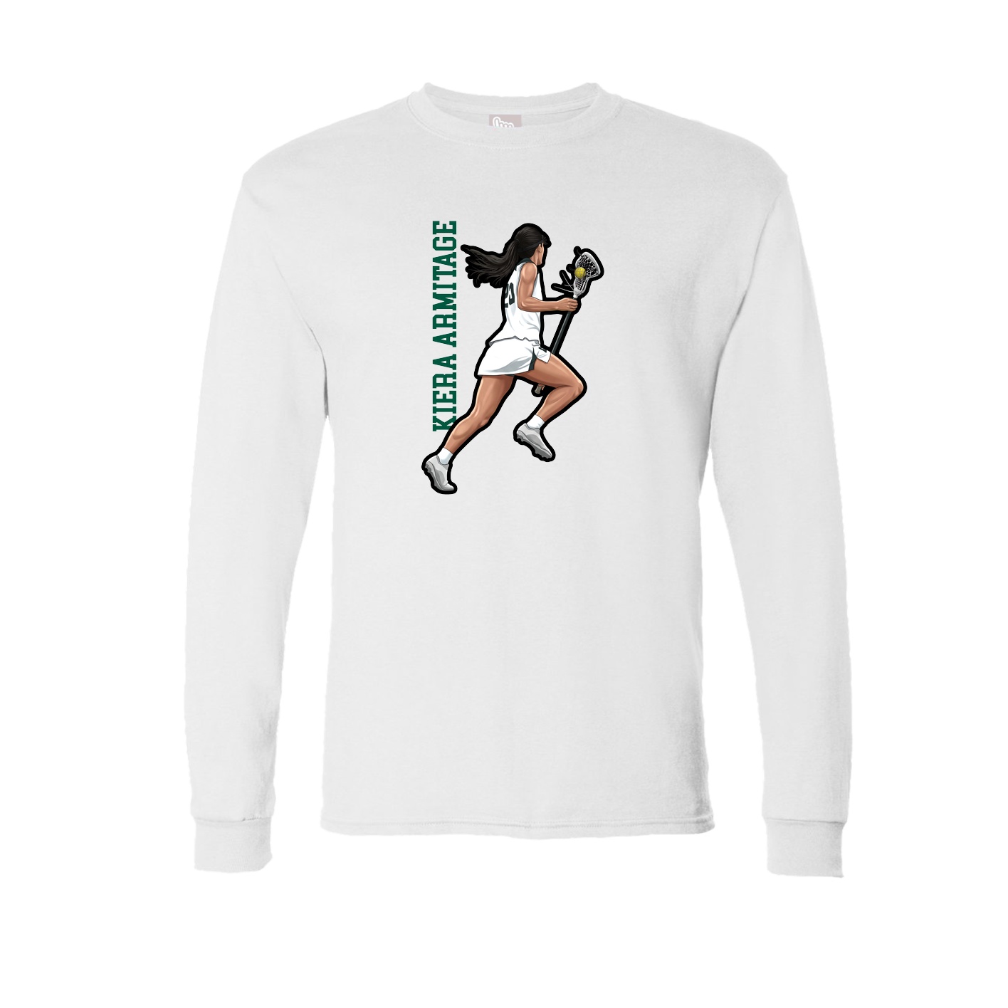 Long Sleeve Tee — Name Vertical in White