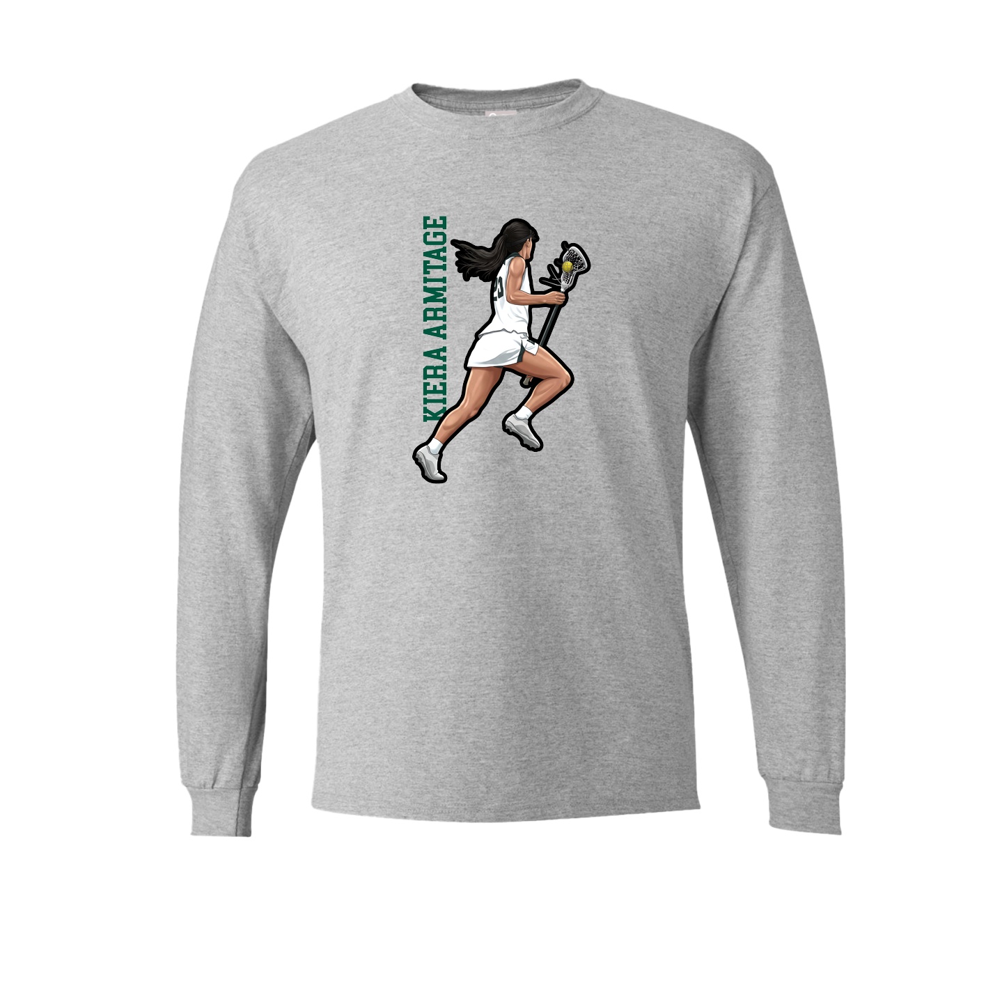 Long Sleeve Tee — Name Vertical in Grey
