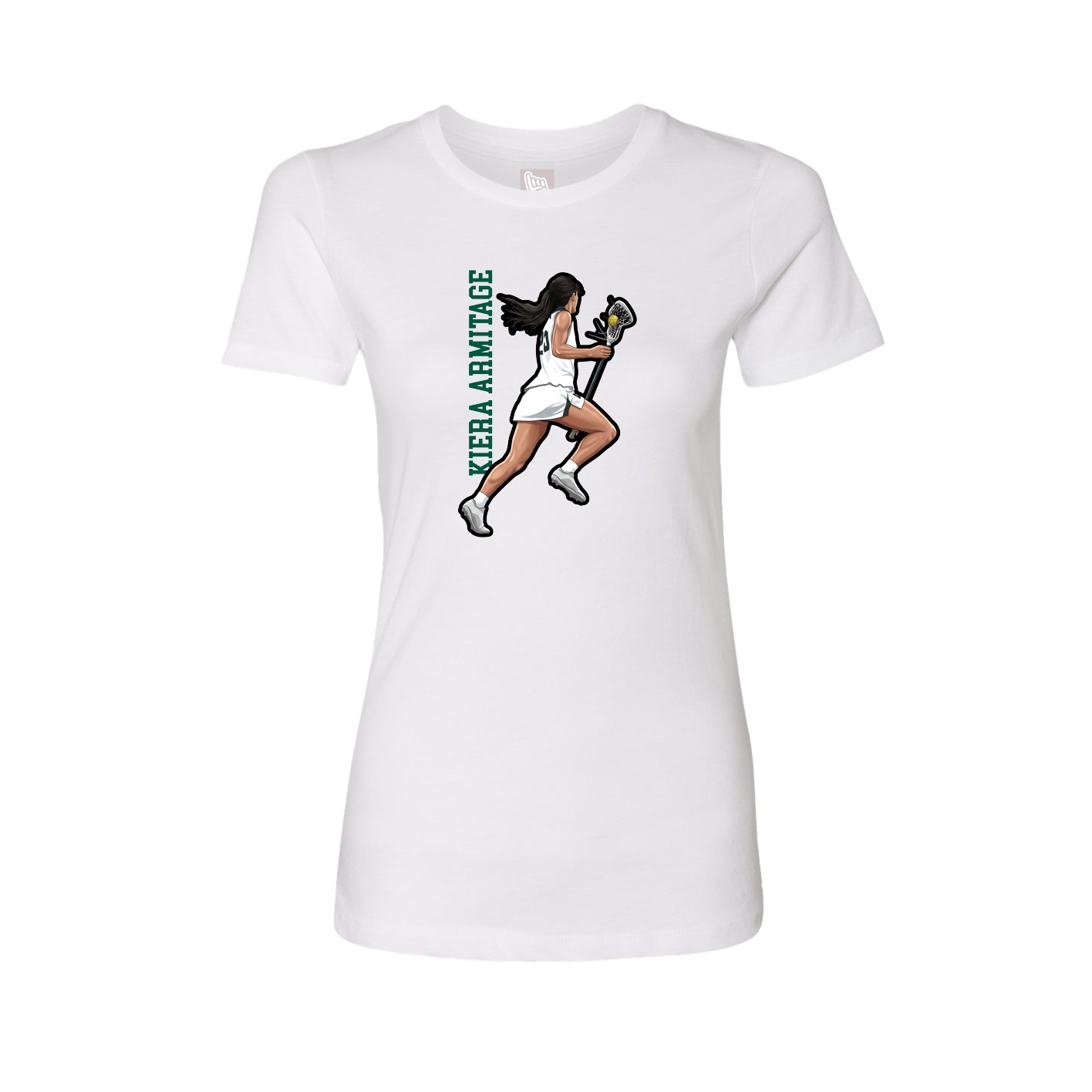 Fitted Women's Tee — Name Vertical in White