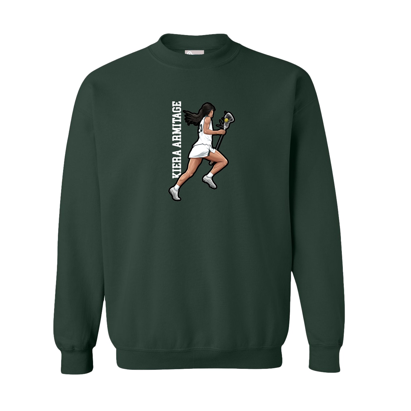 Fleece Crew — Name Vertical in Green
