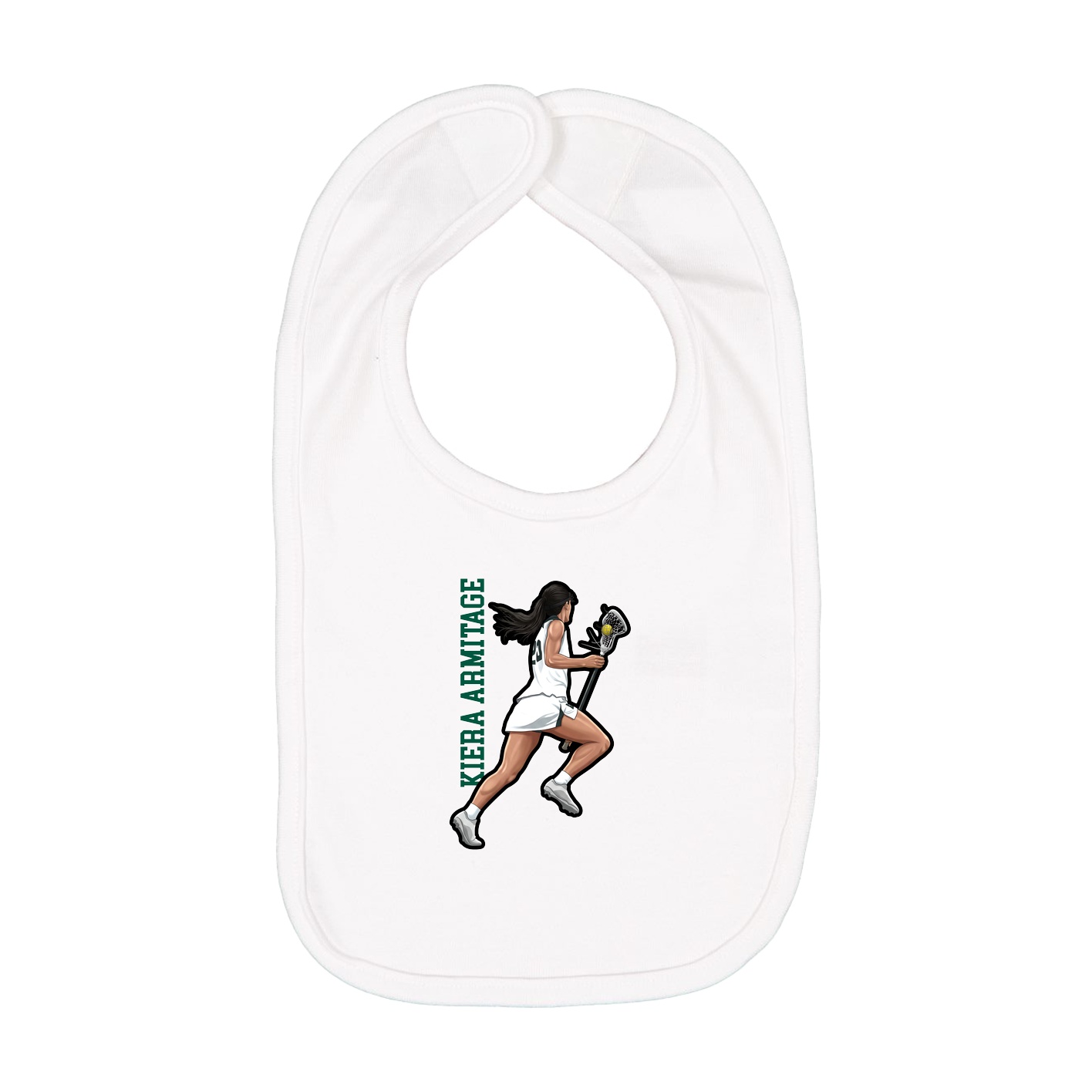Infant Bib — Name Vertical in White