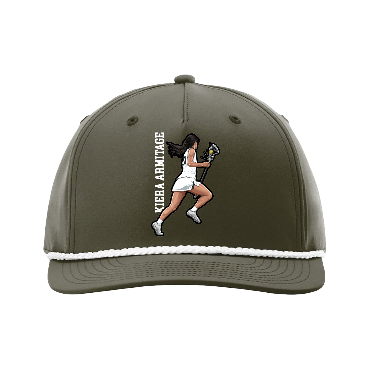 Five-Panel Classic Rope Cap — Name Vertical in Green