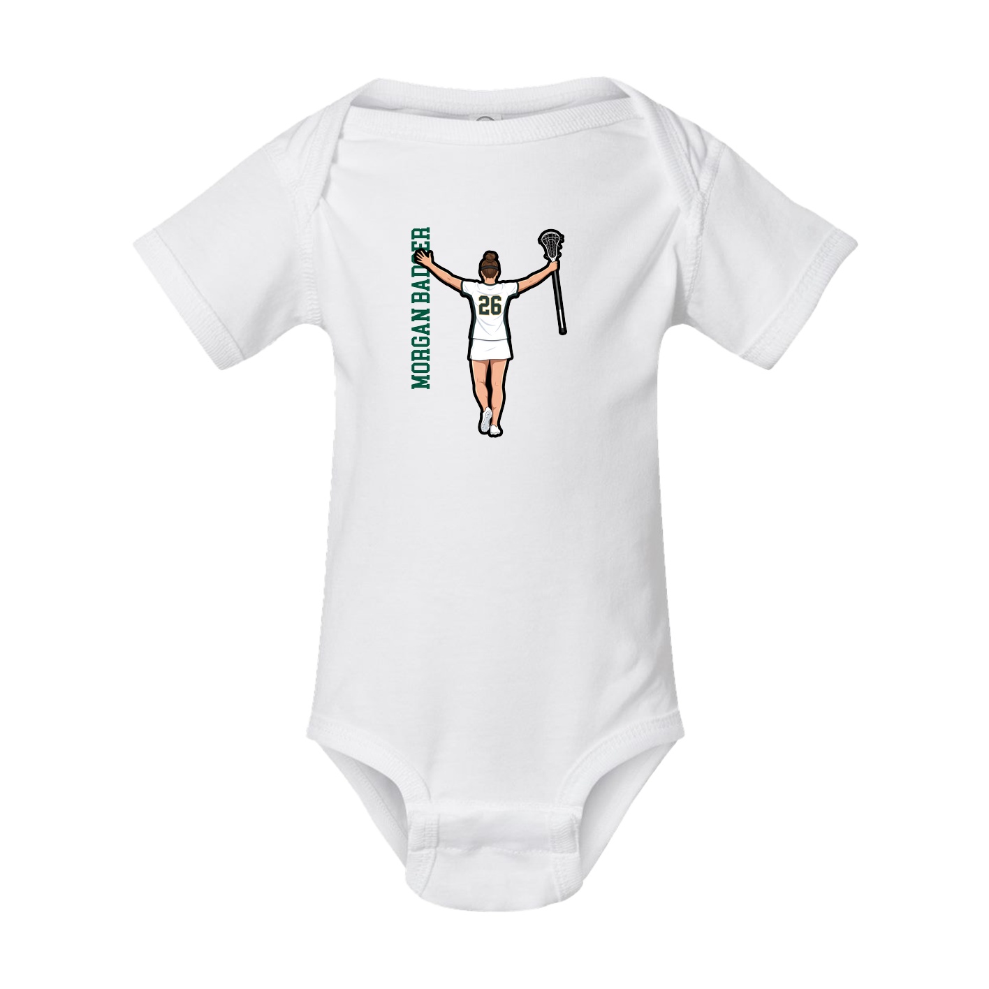 Baby Onesie — Name Vertical in White
