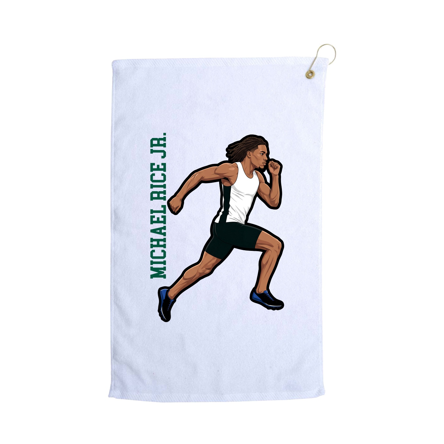 Golf Towel — Name Vertical in White