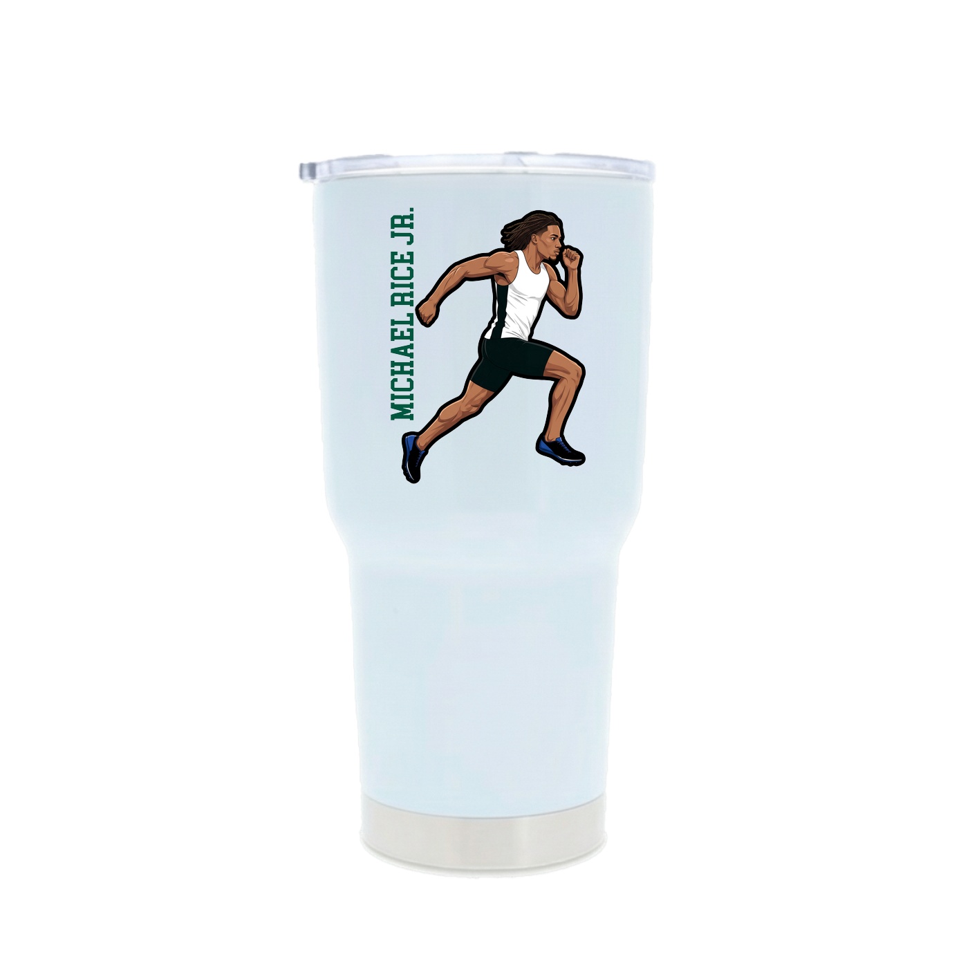 30oz Stainless Steel Tumbler — Name Vertical in White
