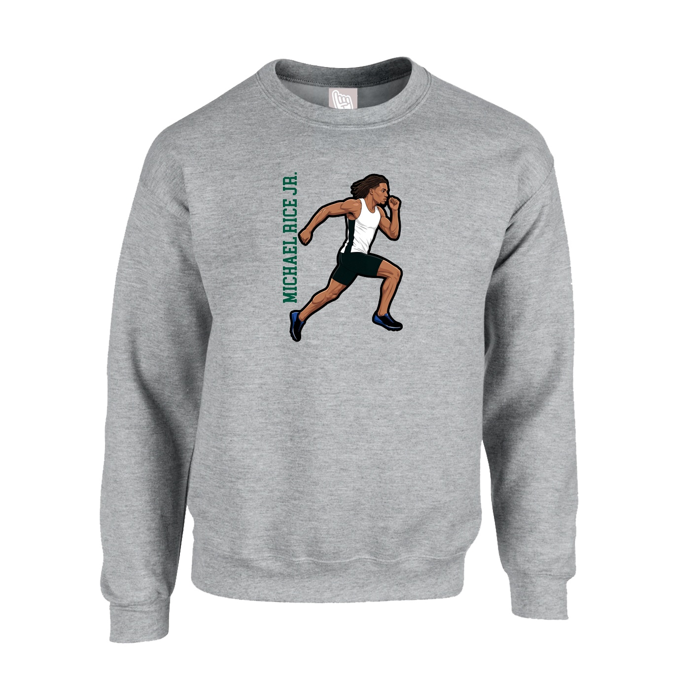 Fleece Crew — Name Vertical in Grey