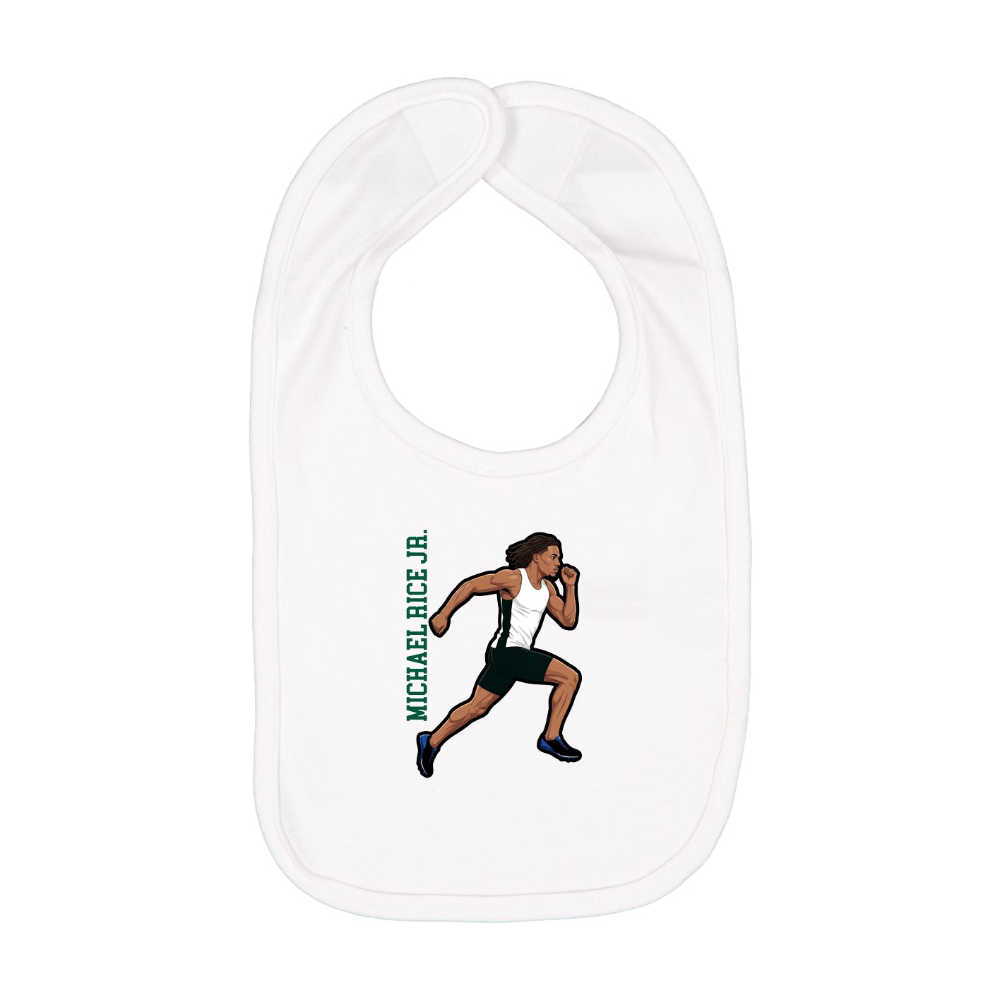 Infant Bib — Name Vertical in White
