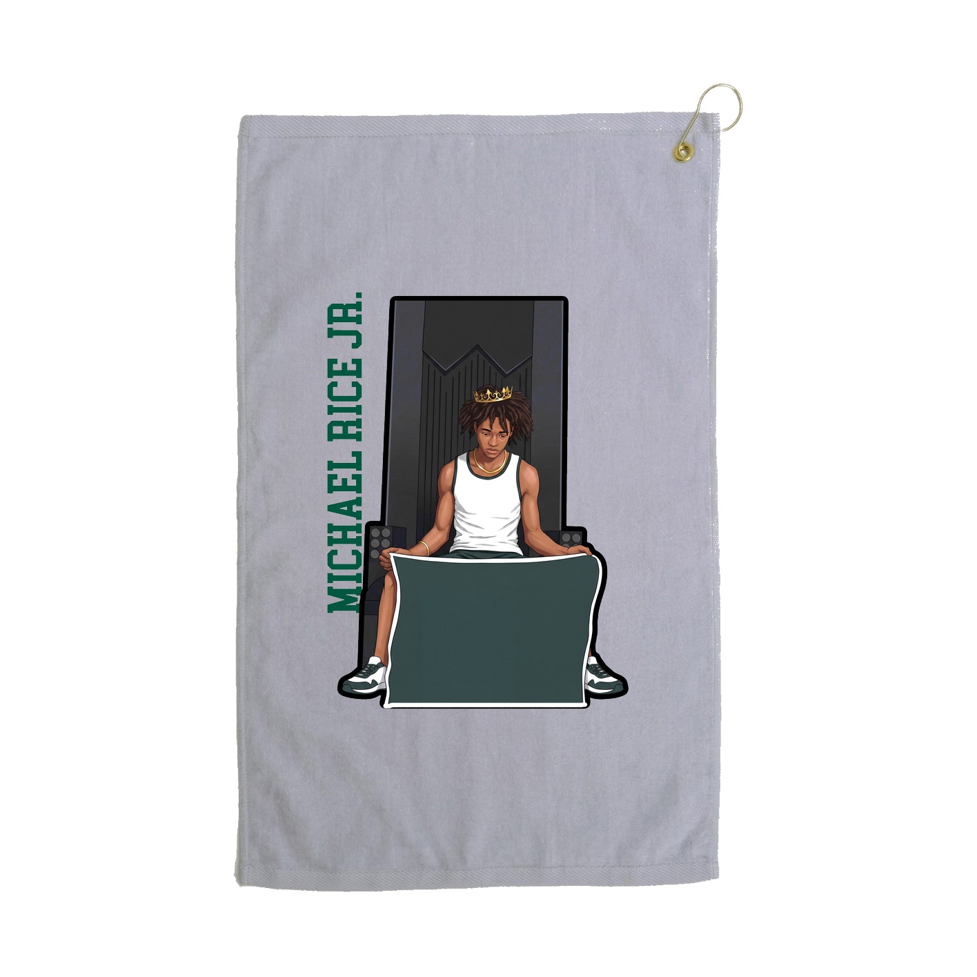 Golf Towel — Name Vertical in Grey