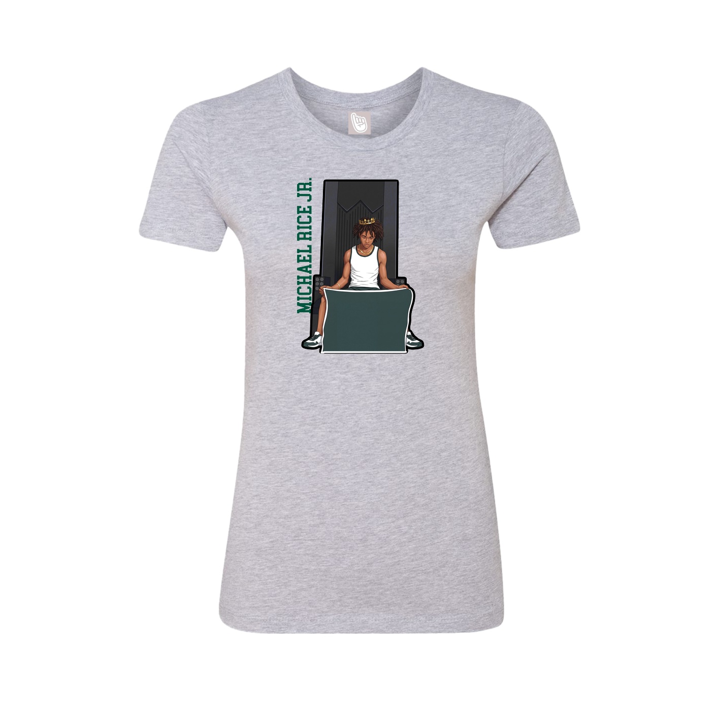 Fitted Women's Tee — Name Vertical in Grey