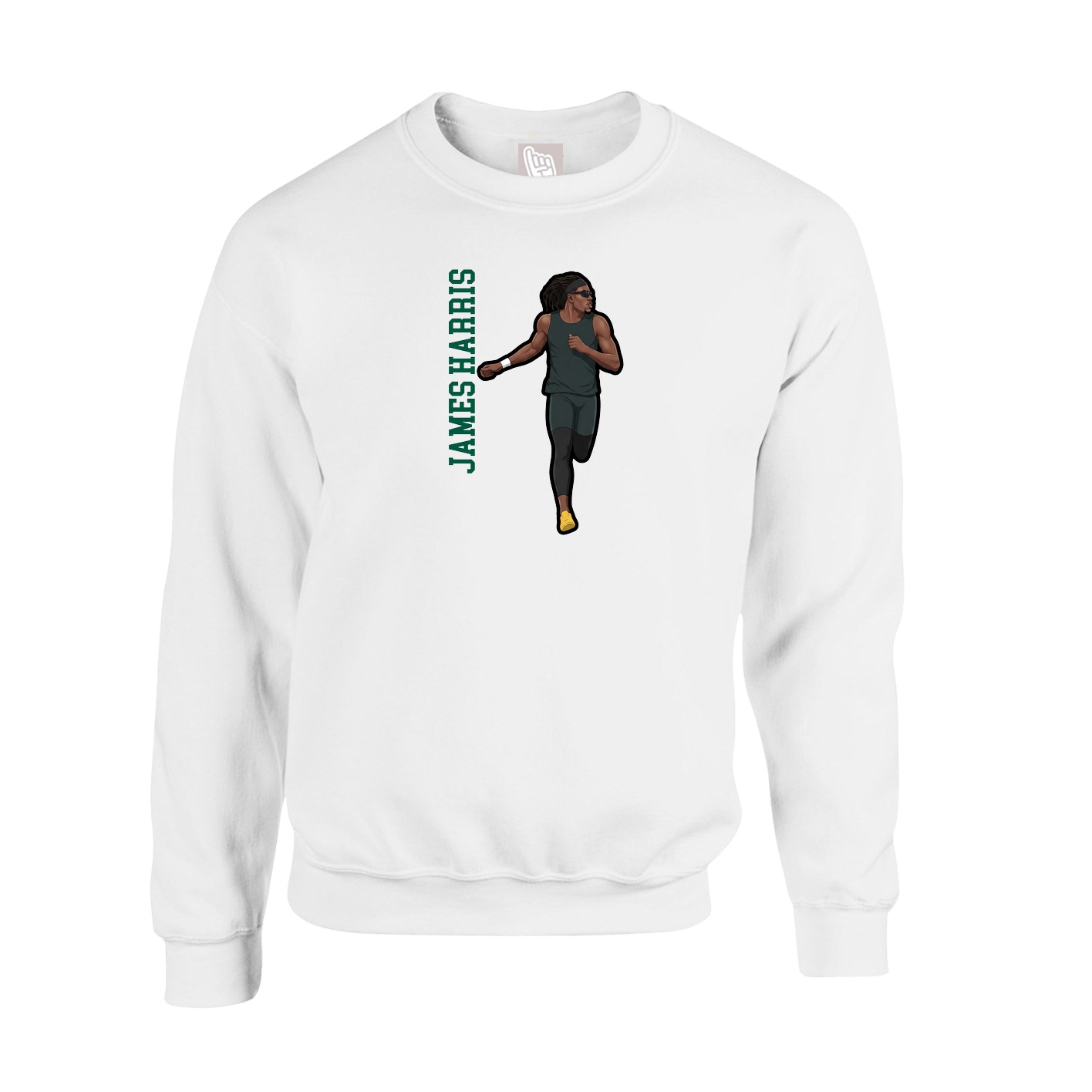 Fleece Crew — Name Vertical in White