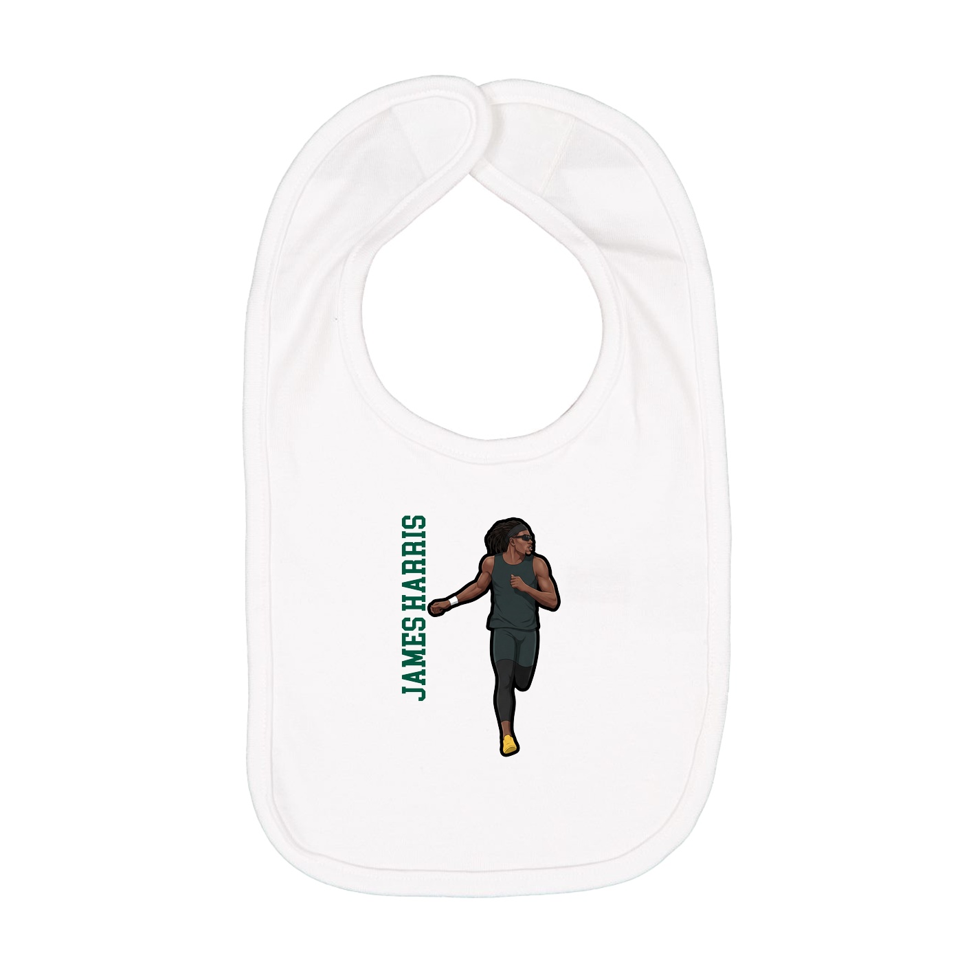 Infant Bib — Name Vertical in White