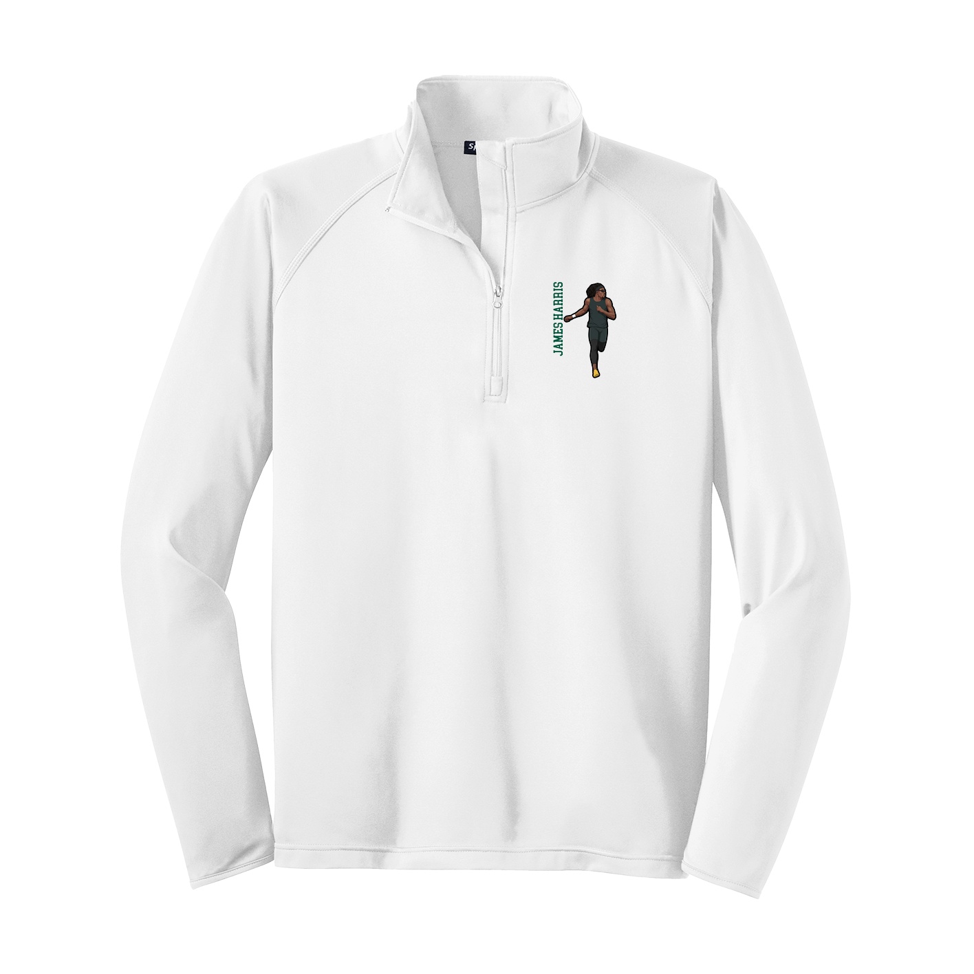 Q-Zip Pullover — Name Vertical in White
