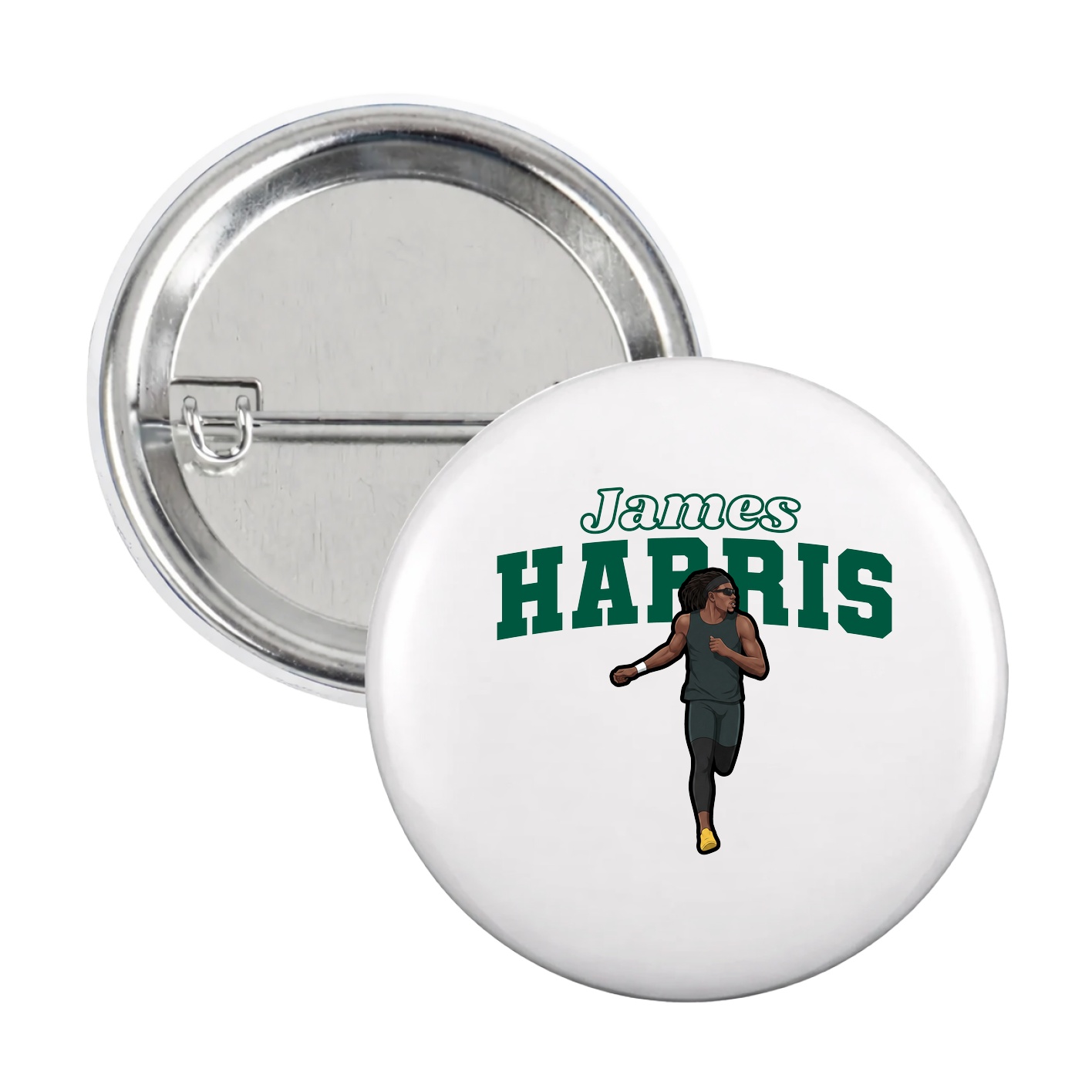 Game Day Button — Name Arch in White