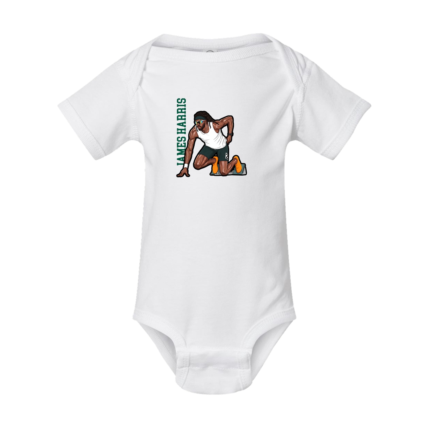 Baby Onesie — Name Vertical in White