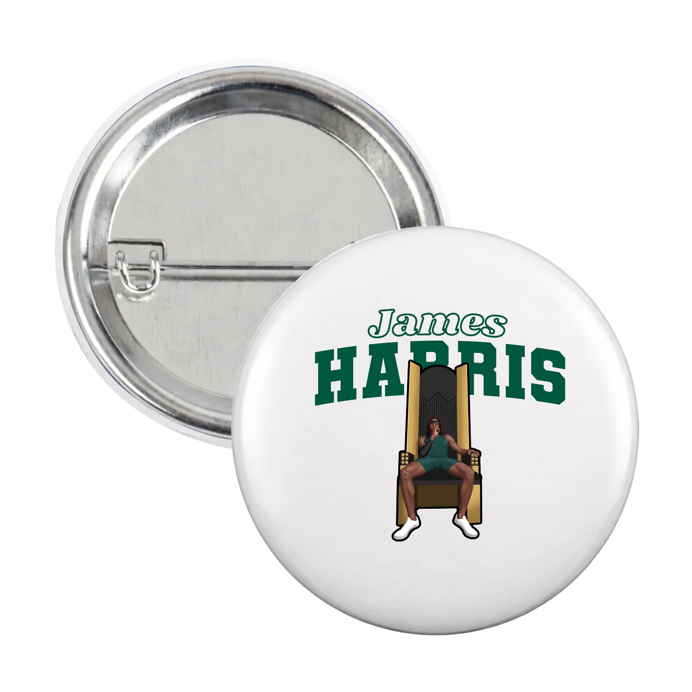 Game Day Button — Name Arch in White