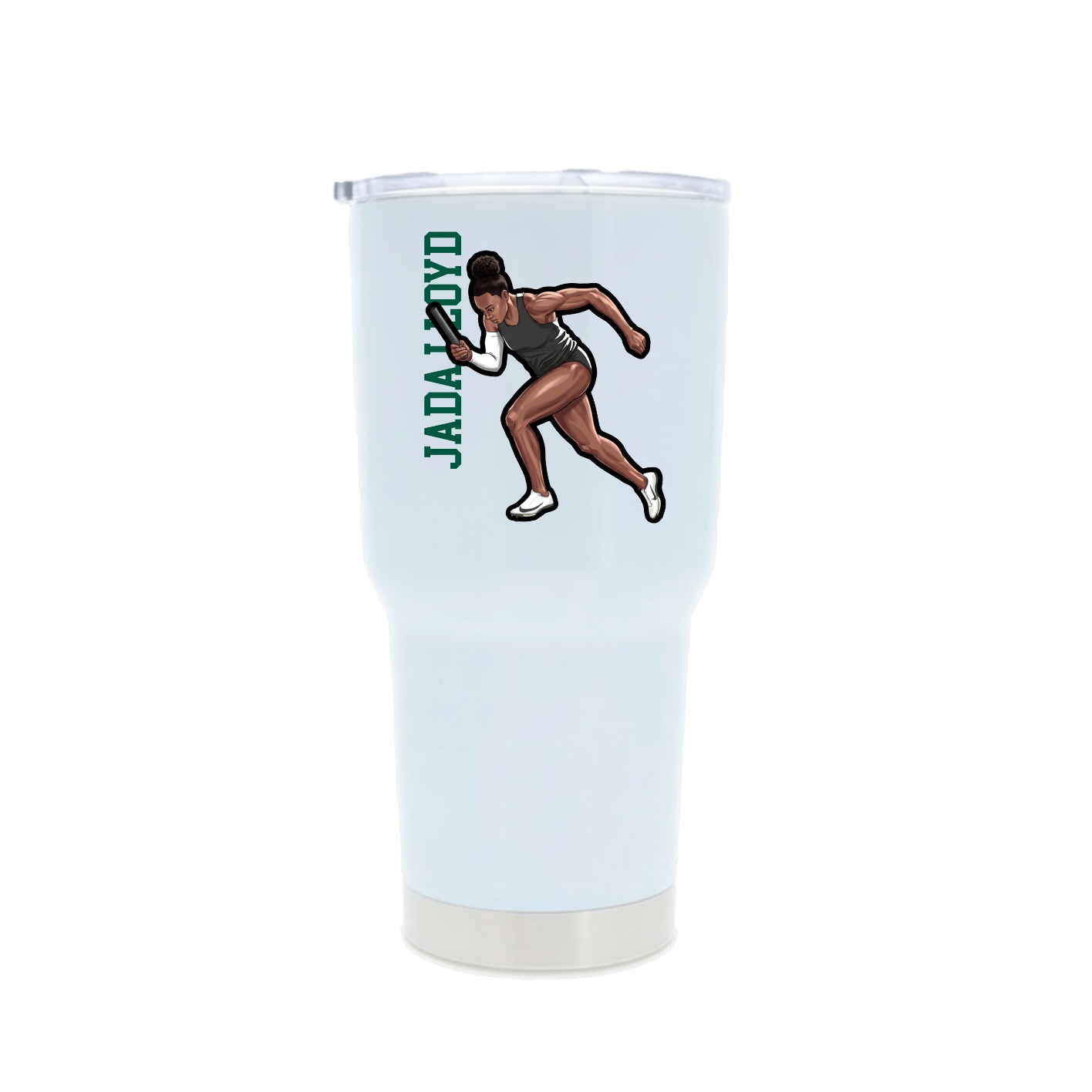 30oz Stainless Steel Tumbler — Name Vertical in White