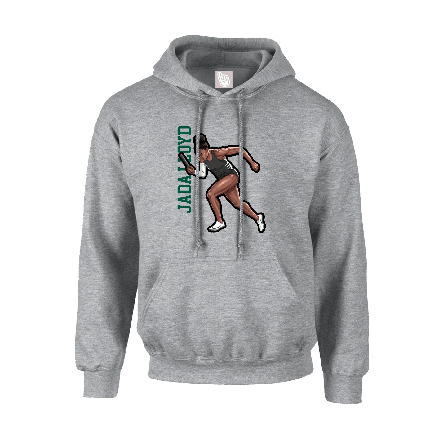 Hoodie — Name Vertical in Grey
