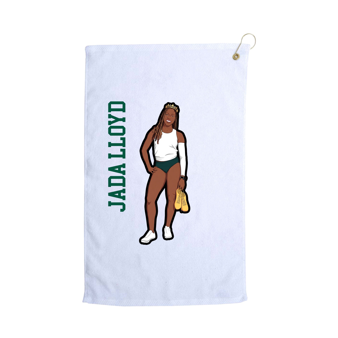 Golf Towel — Name Vertical in White