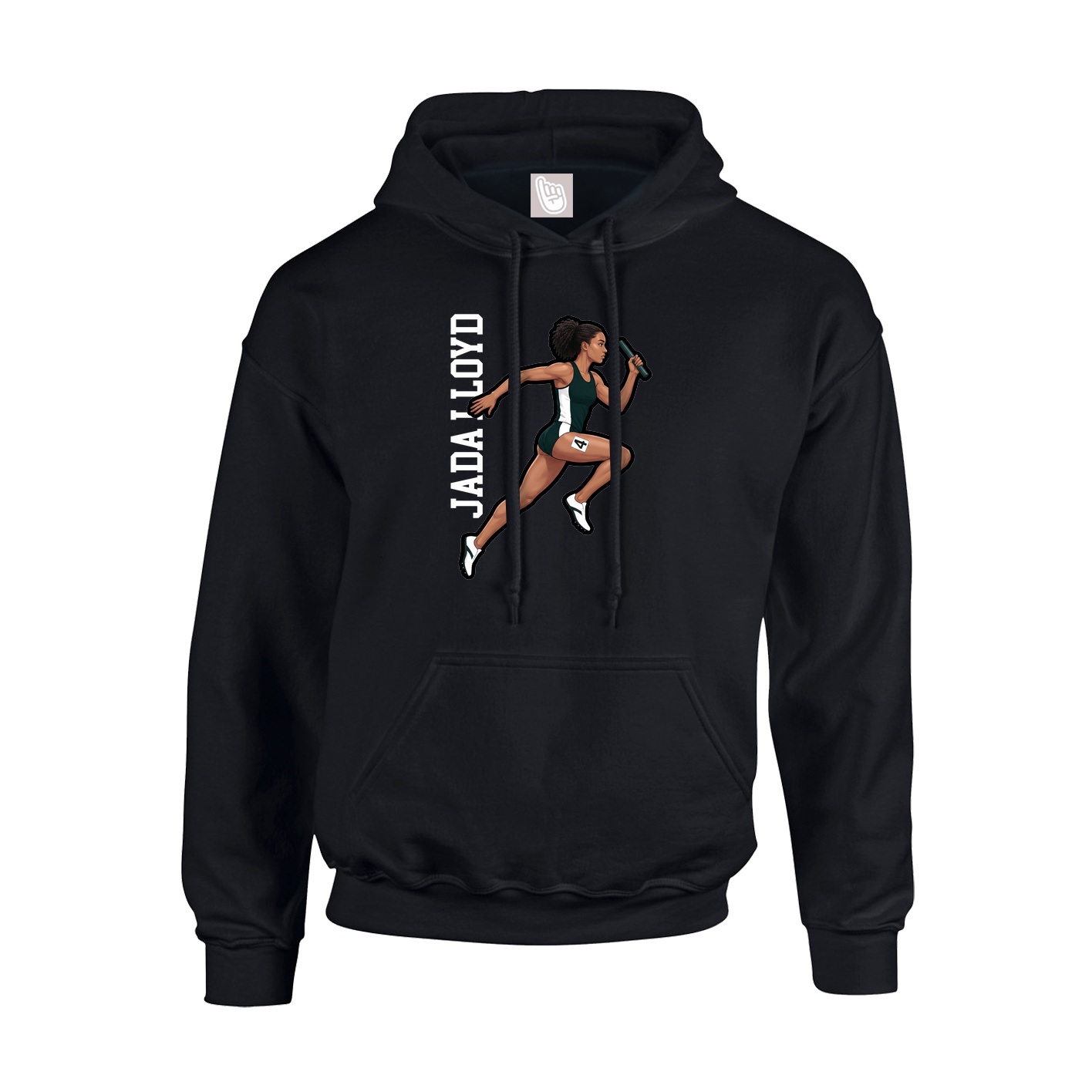 Hoodie — Name Vertical in Black