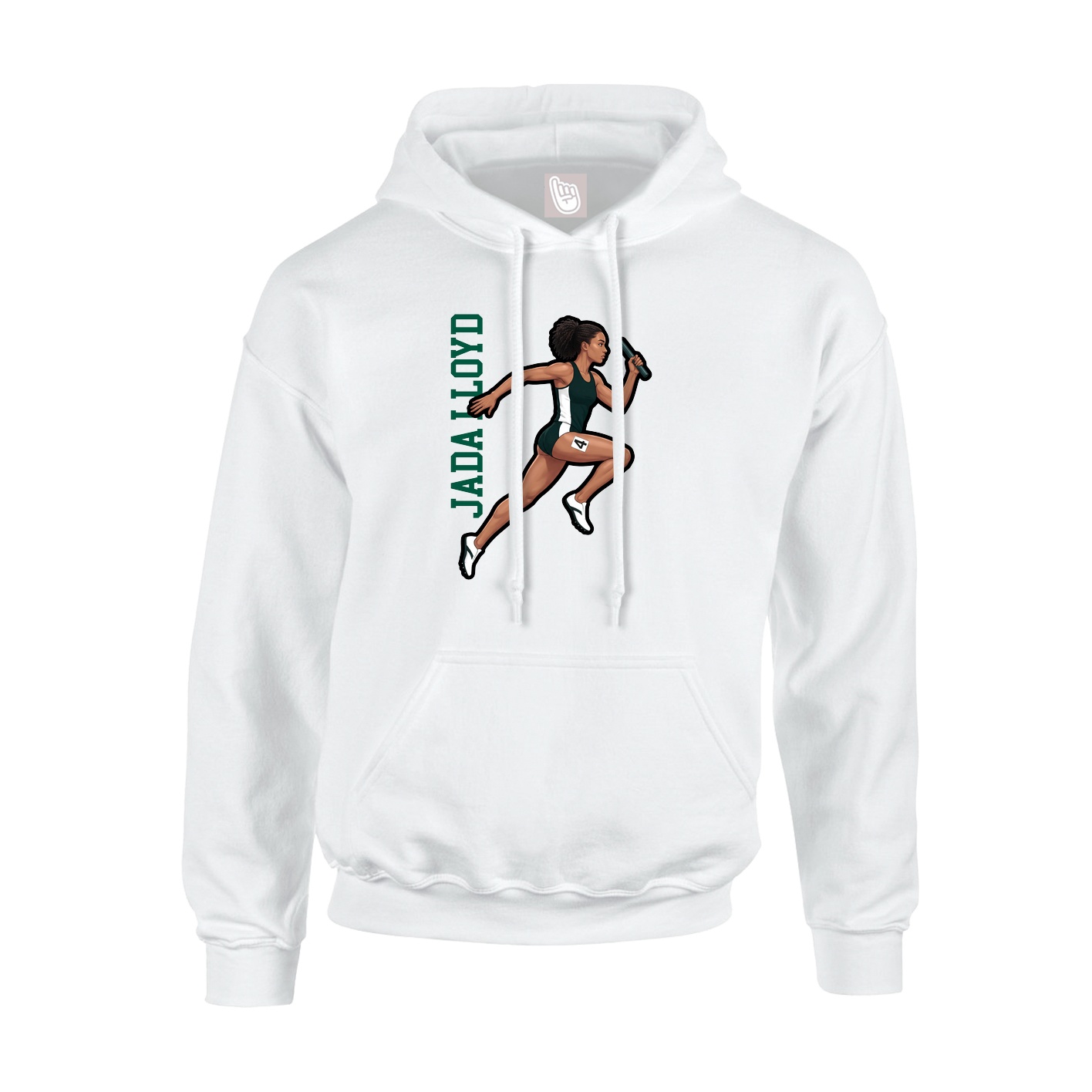 Youth Hoodie — Name Vertical in White