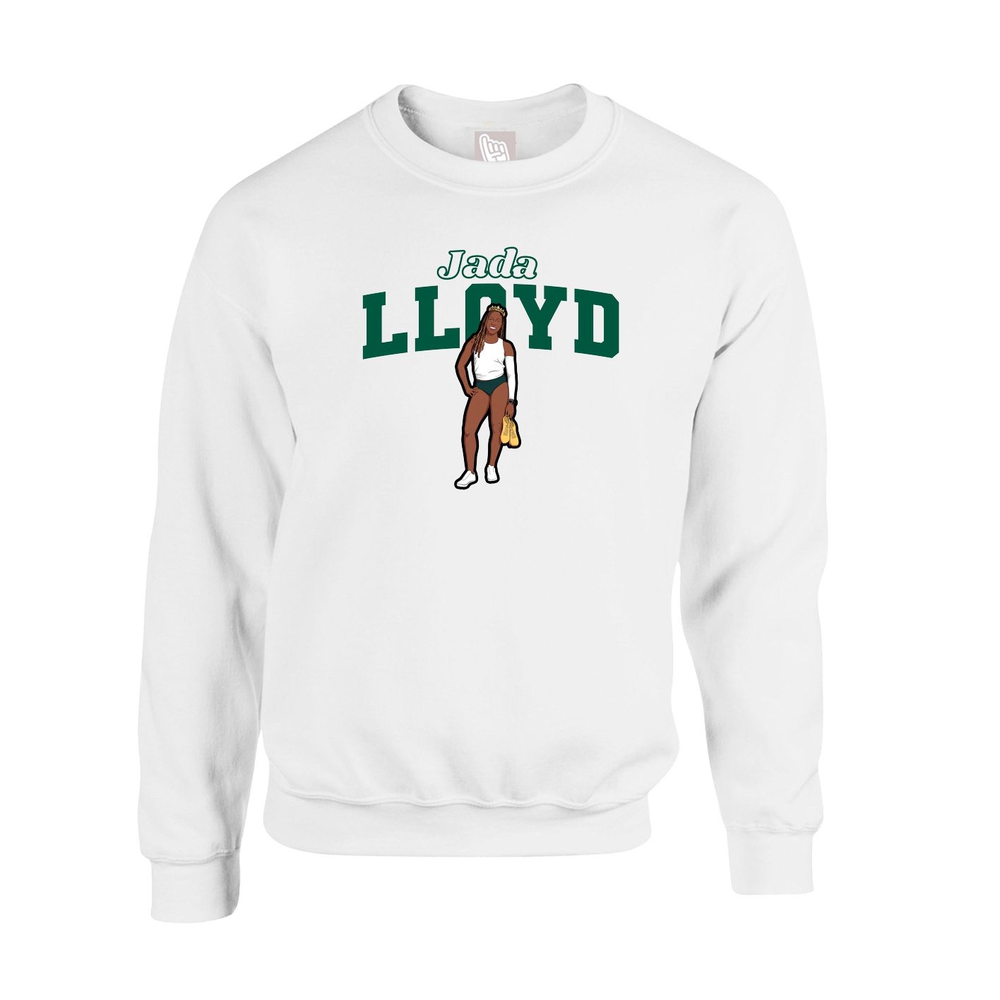 Fleece Crew — Name Arch in White
