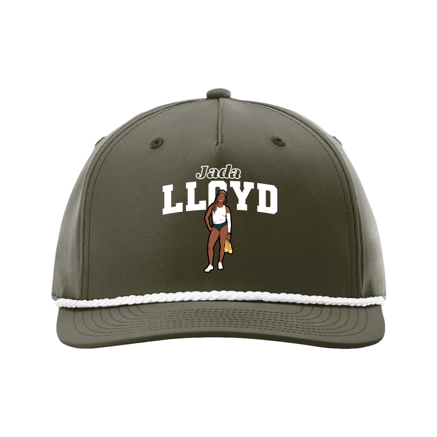 Five-Panel Classic Rope Cap — Name Arch in Green