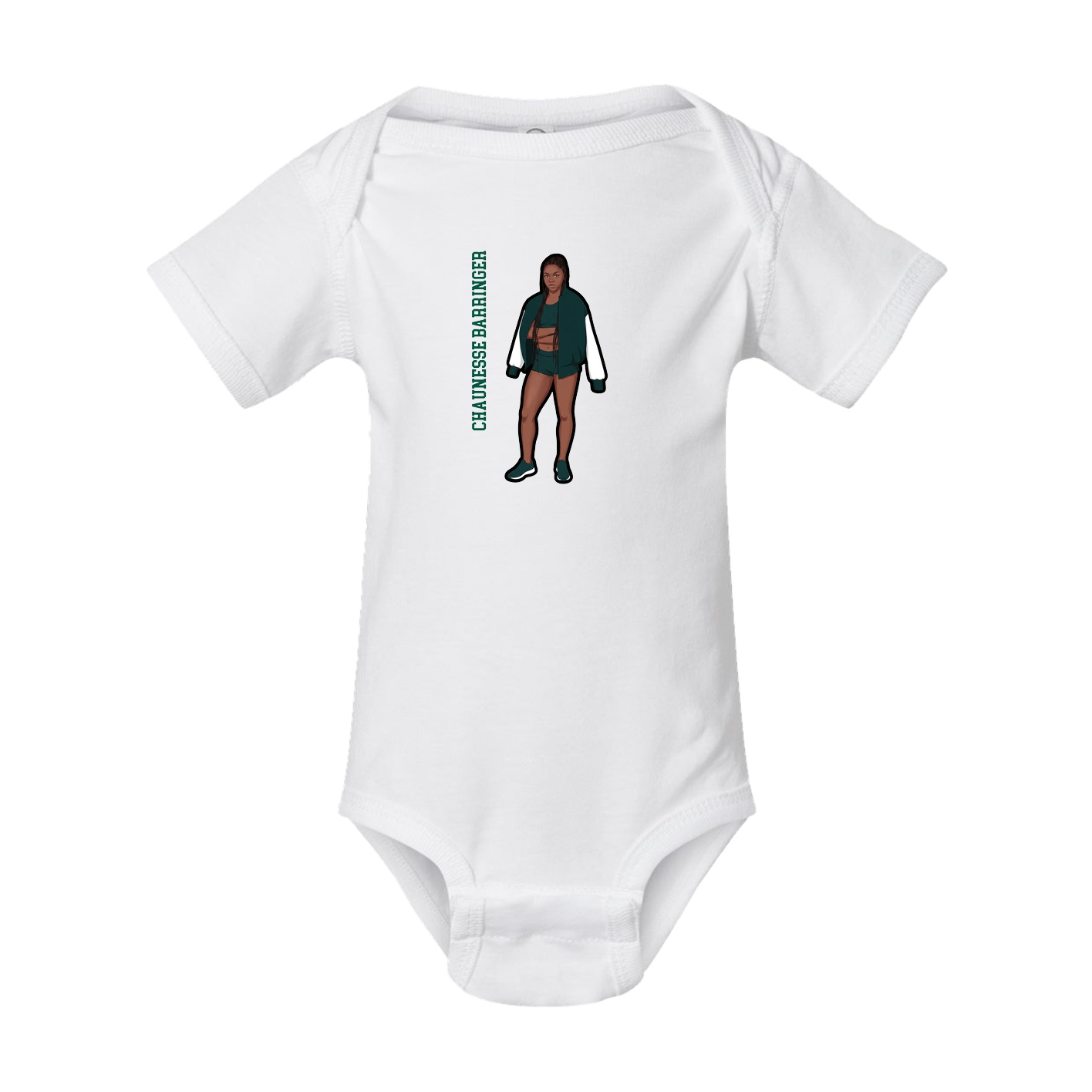 Baby Onesie — Name Vertical in White