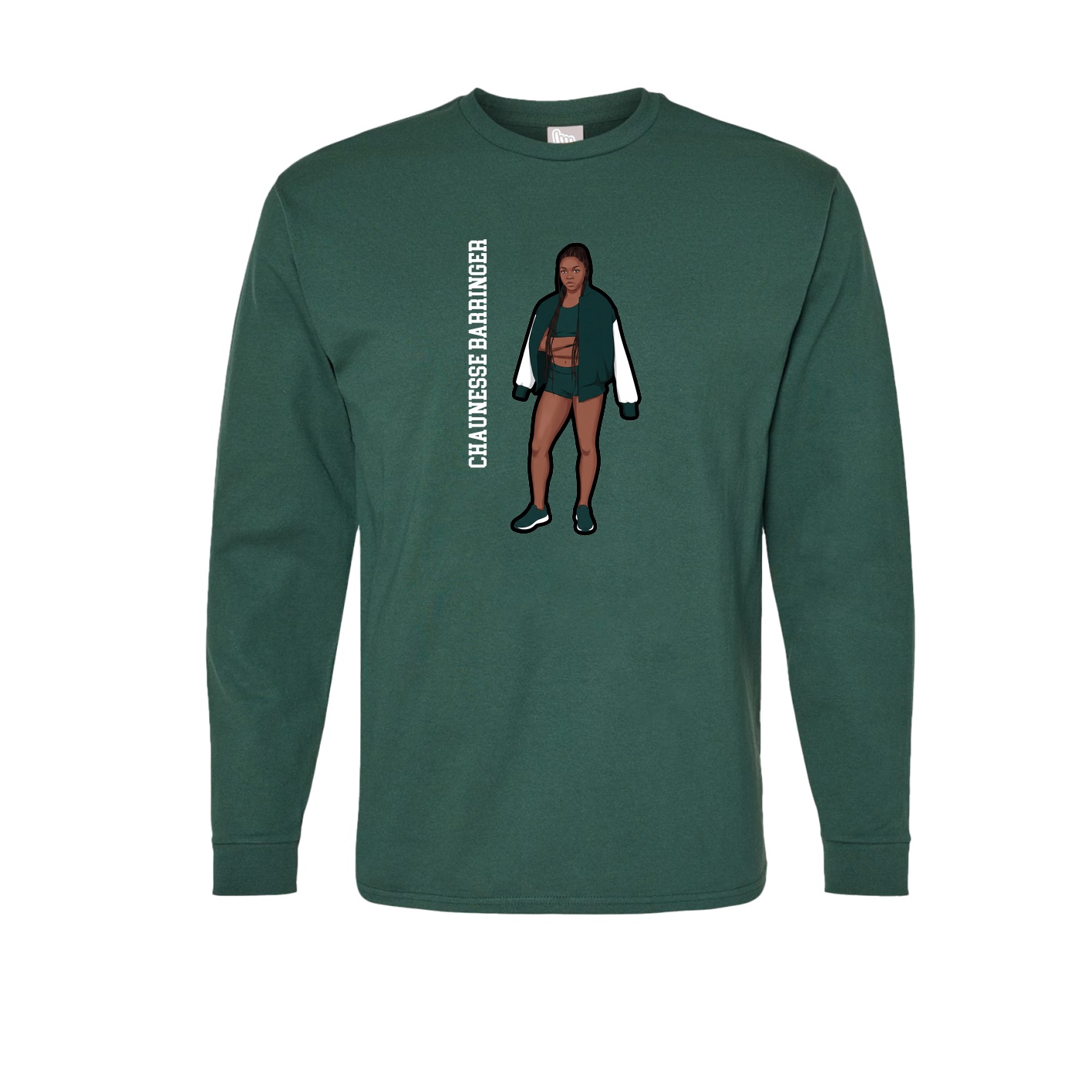 Long Sleeve Tee — Name Vertical in Green