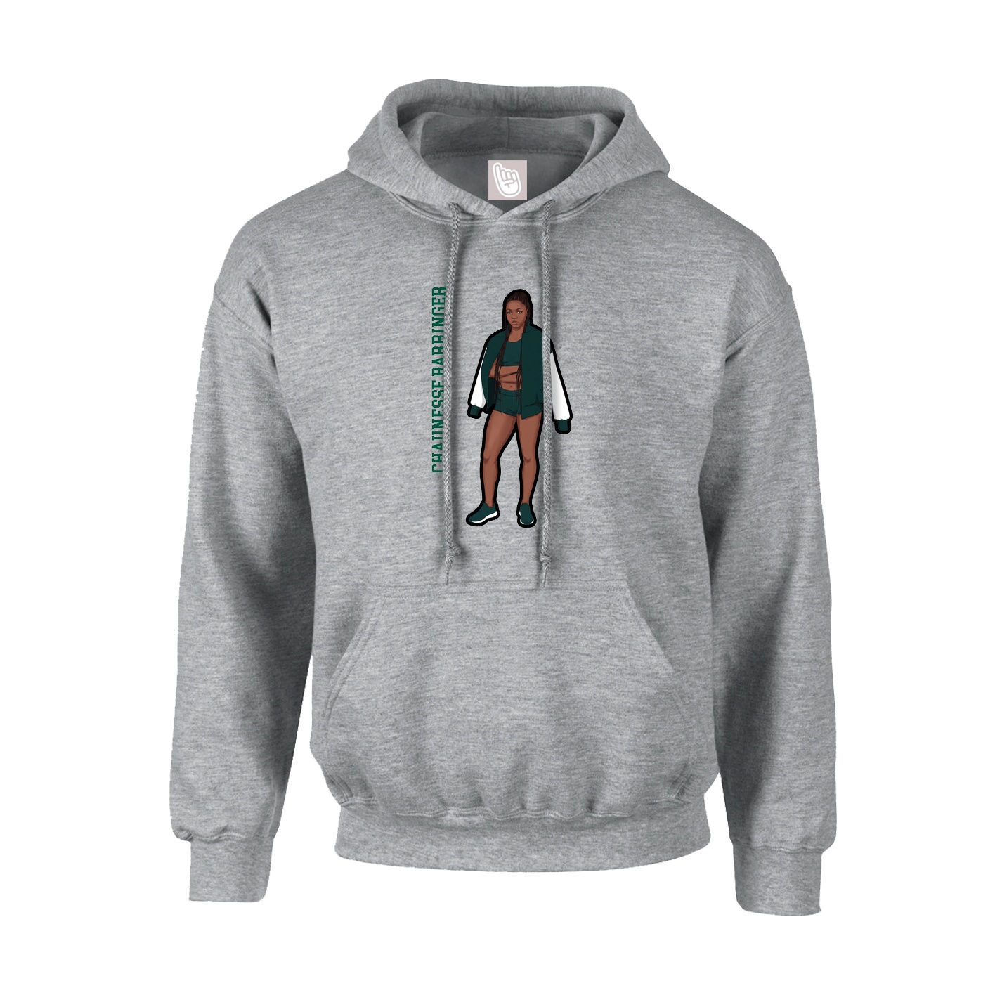Hoodie — Name Vertical in Grey