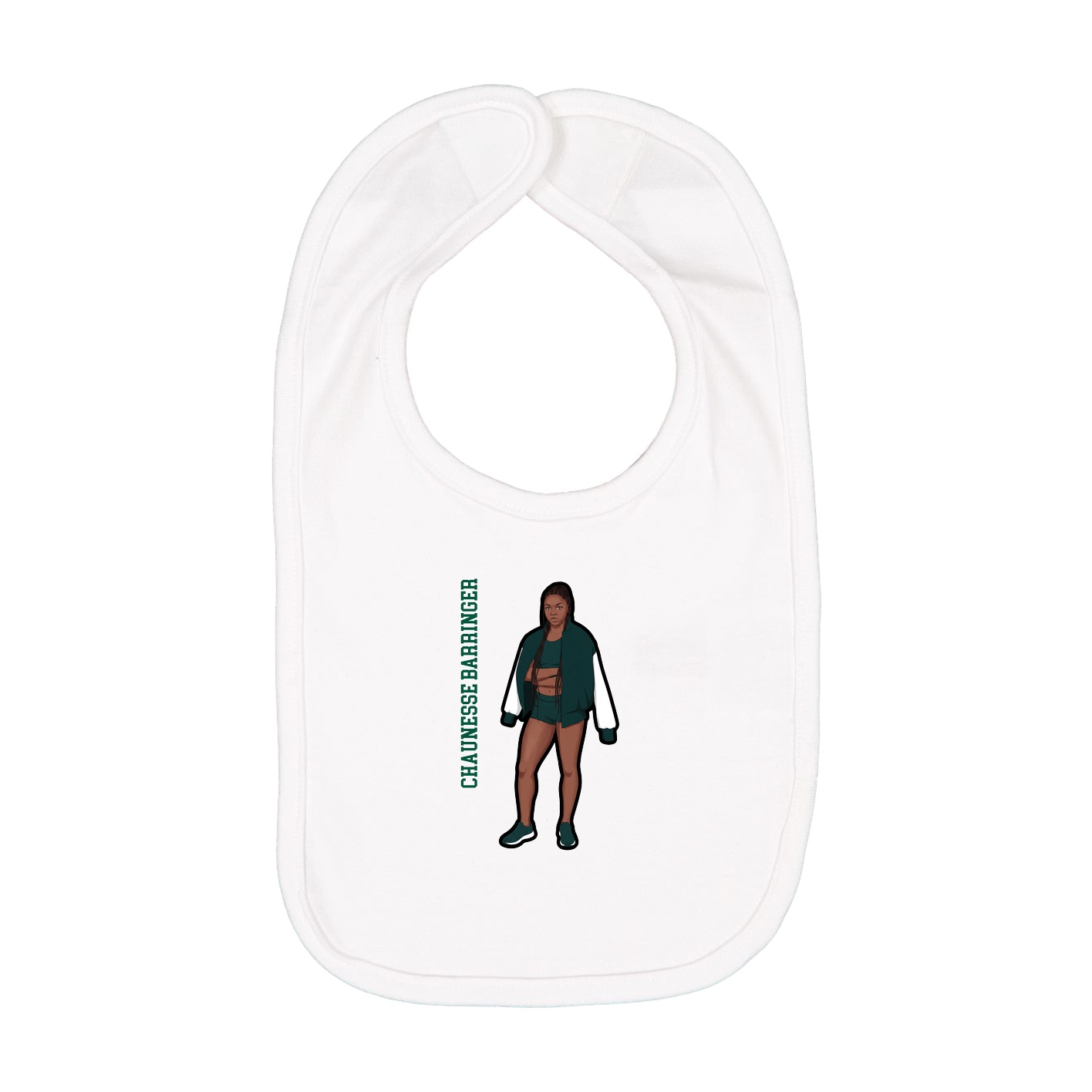 Infant Bib — Name Vertical in White