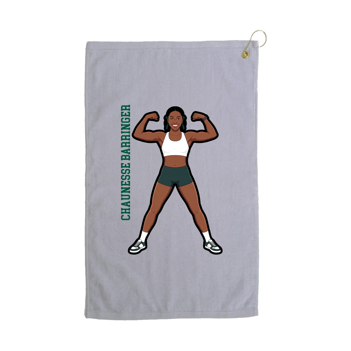 Golf Towel — Name Vertical in Grey