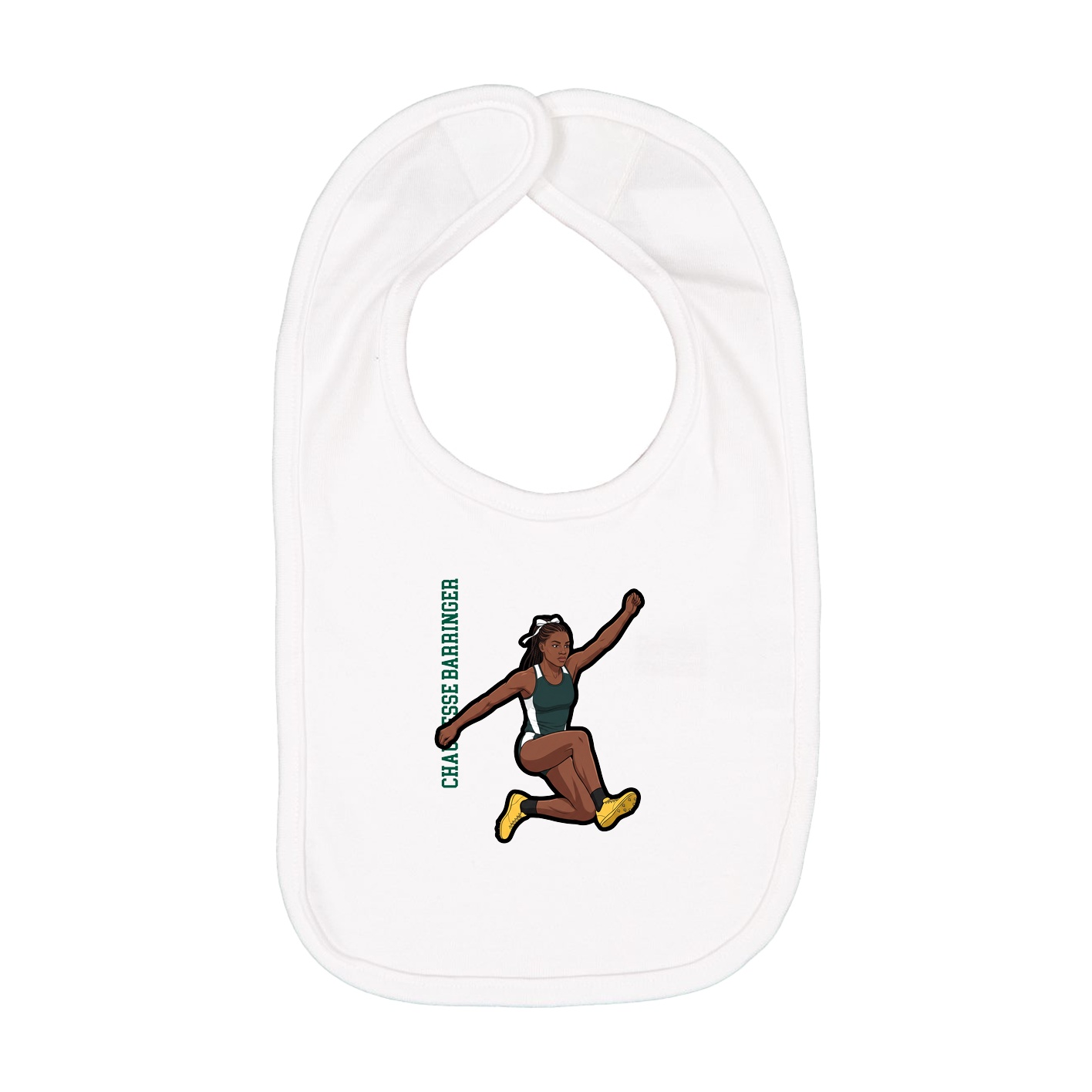 Infant Bib — Name Vertical in White