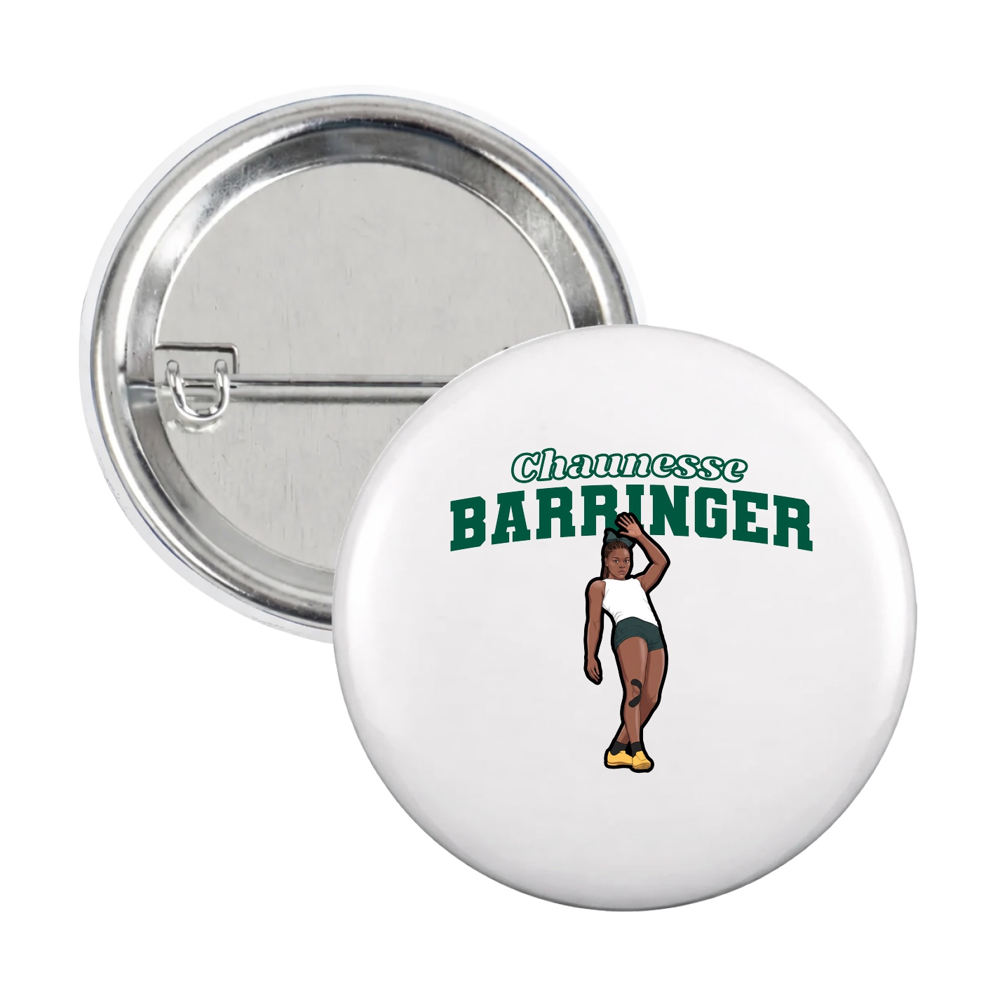 Game Day Button — Name Arch in White