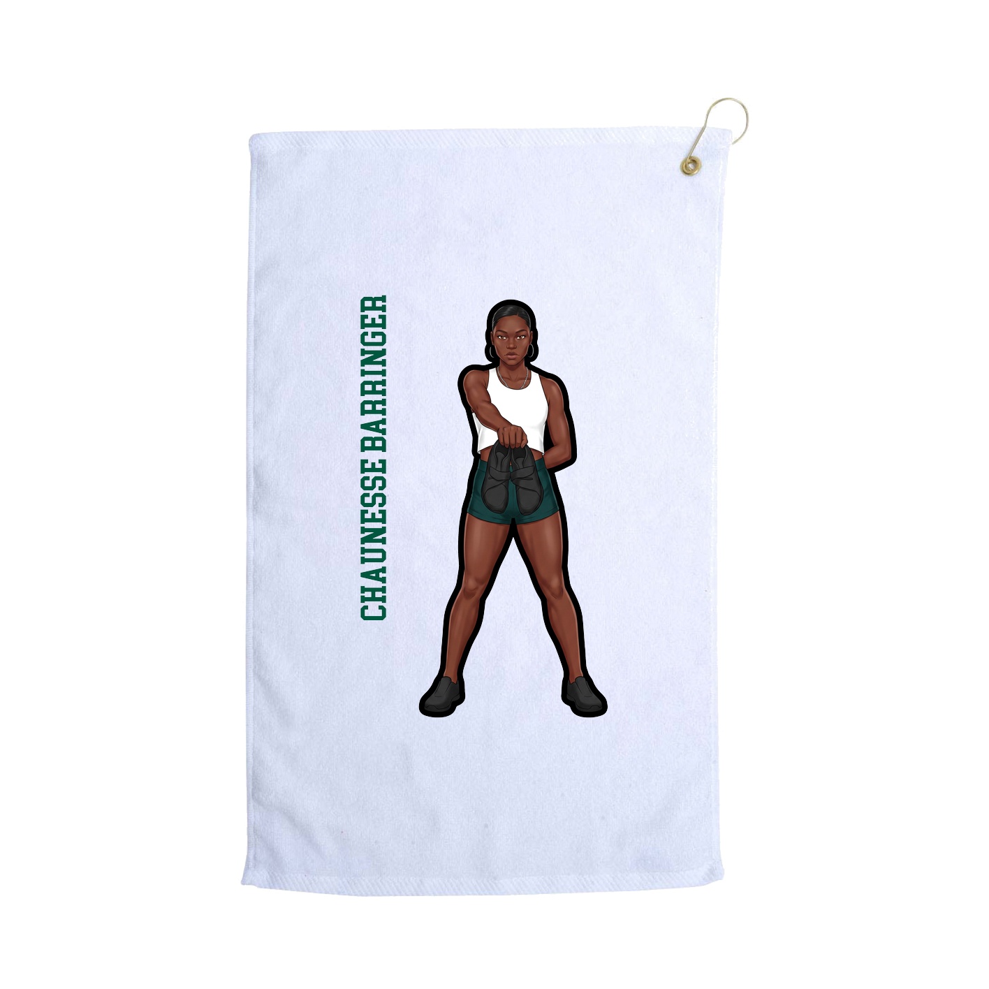 Golf Towel — Name Vertical in White