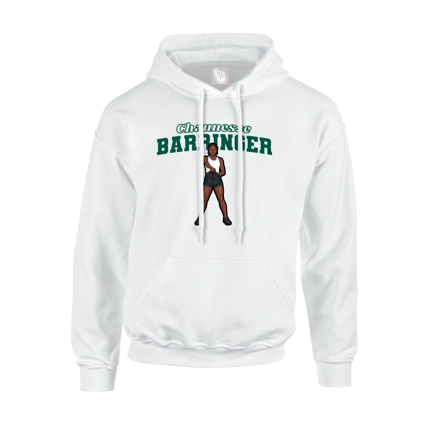 Youth Hoodie — Name Arch in White