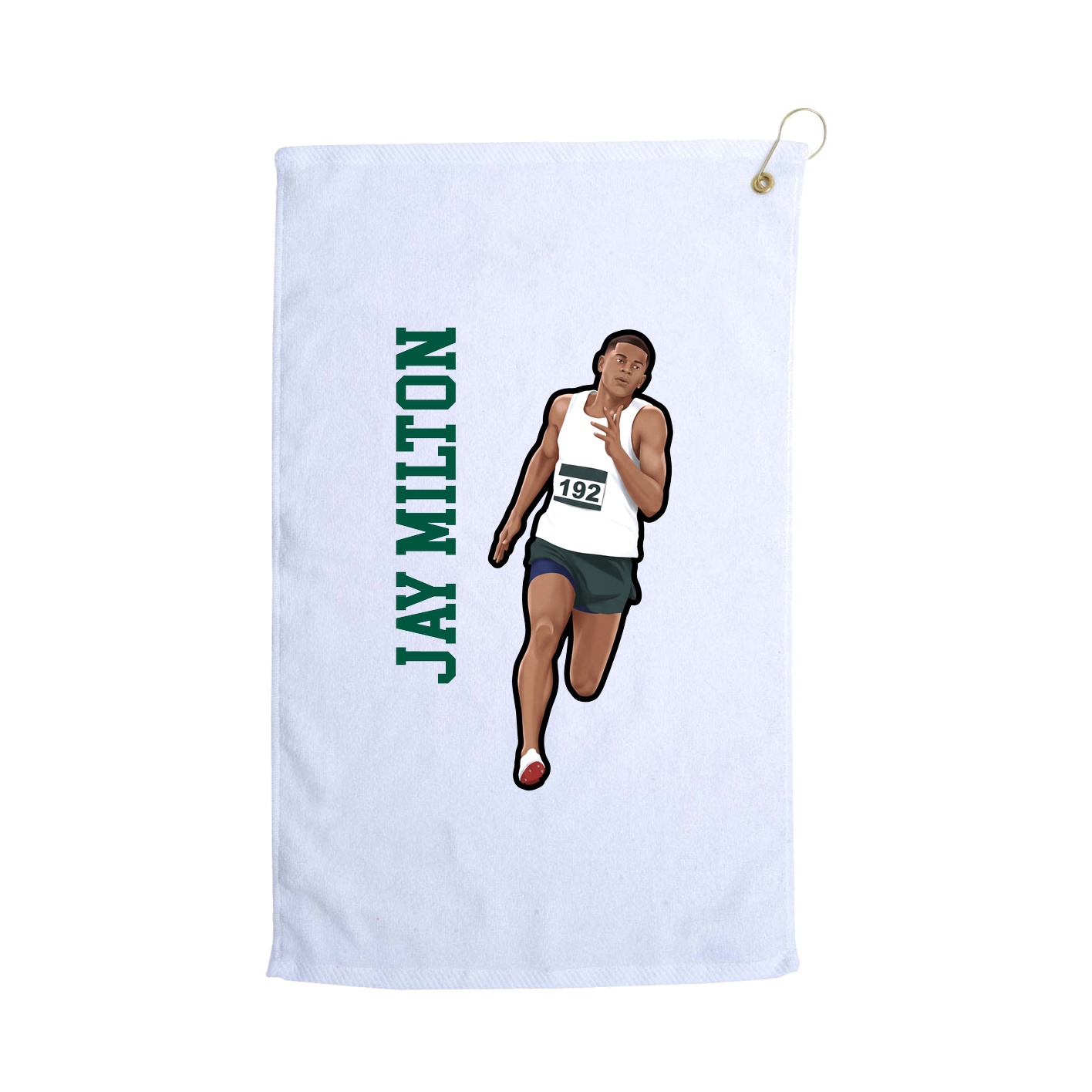 Golf Towel — Name Vertical in White