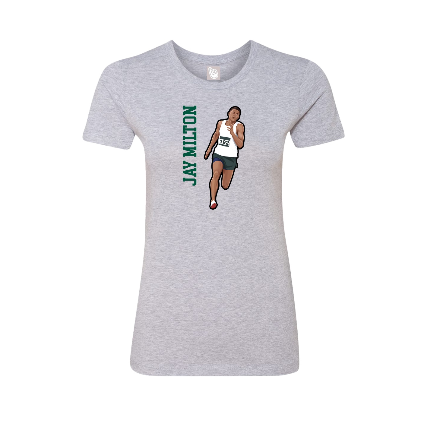 Fitted Women's Tee — Name Vertical in Grey