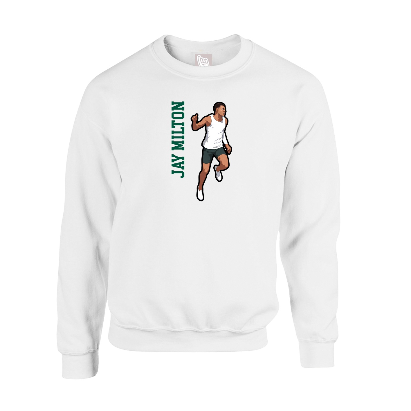 Fleece Crew — Name Vertical in White