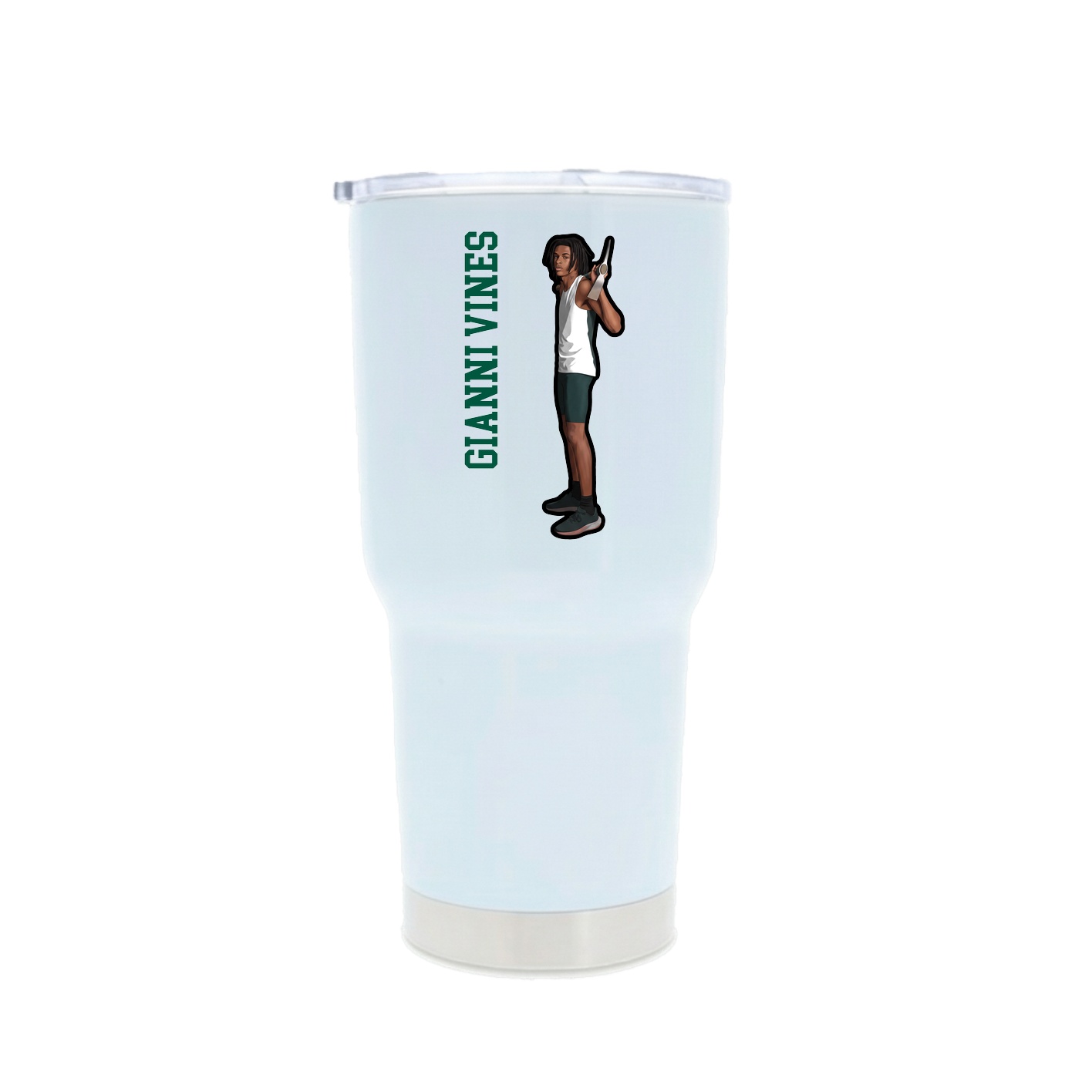 30oz Stainless Steel Tumbler — Name Vertical in White
