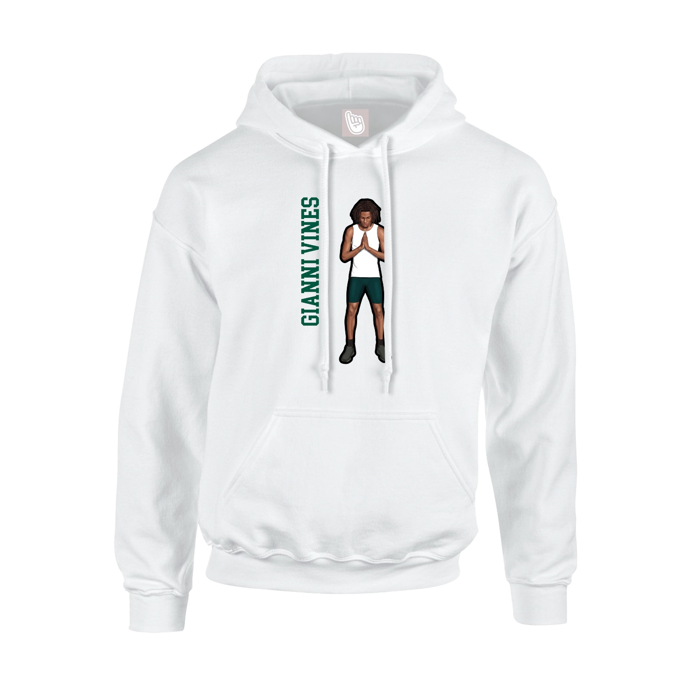 Youth Hoodie — Name Vertical in White