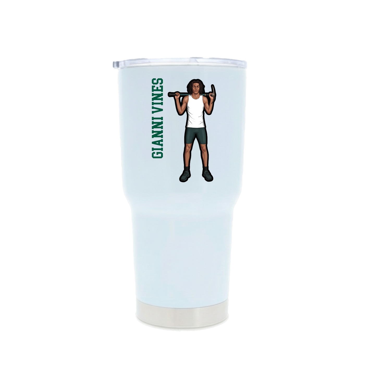 30oz Stainless Steel Tumbler — Name Vertical in White
