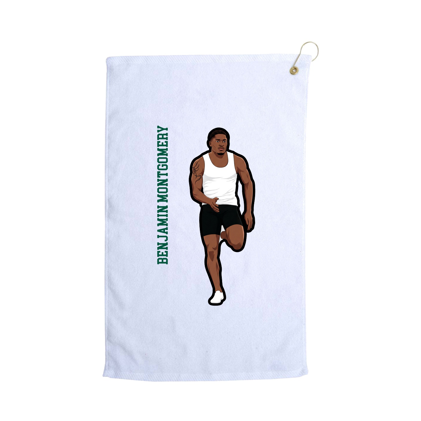 Golf Towel — Name Vertical in White