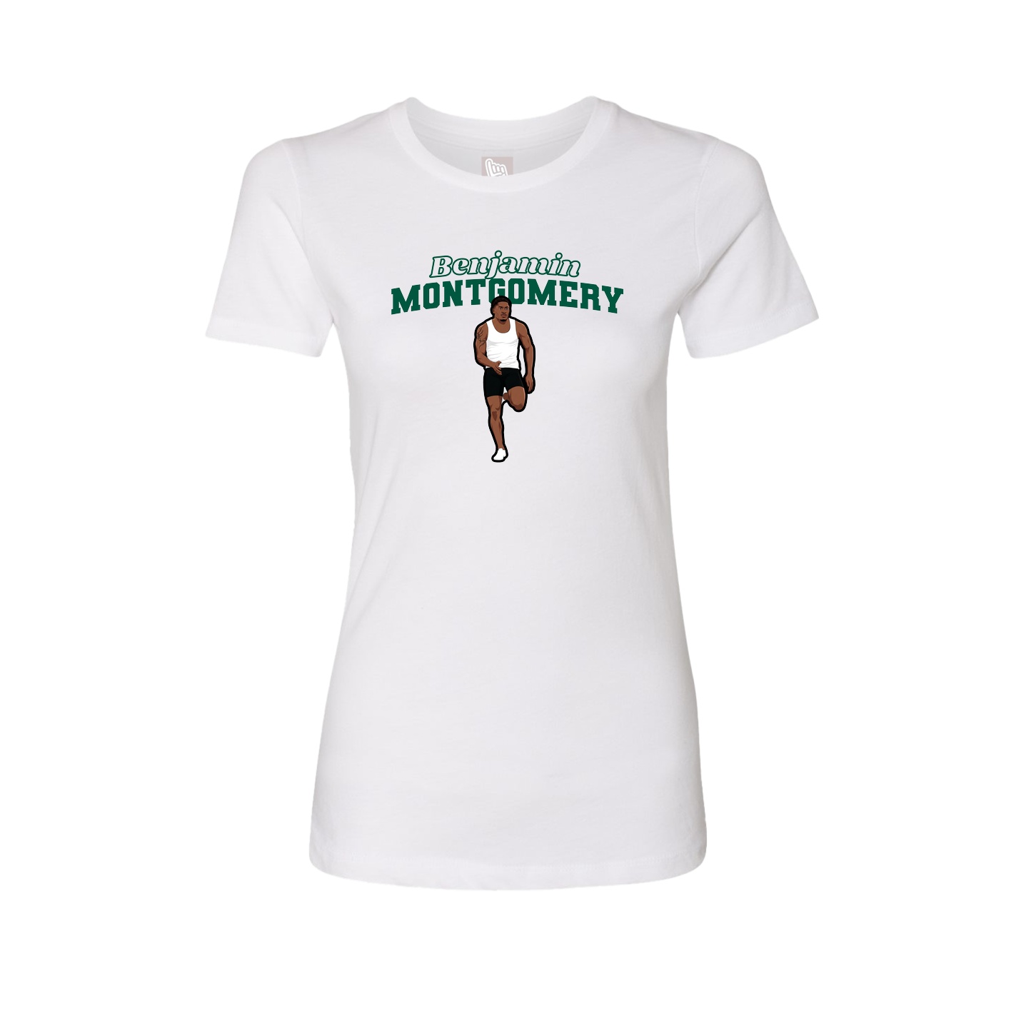 Fitted Women's Tee — Name Arch in White