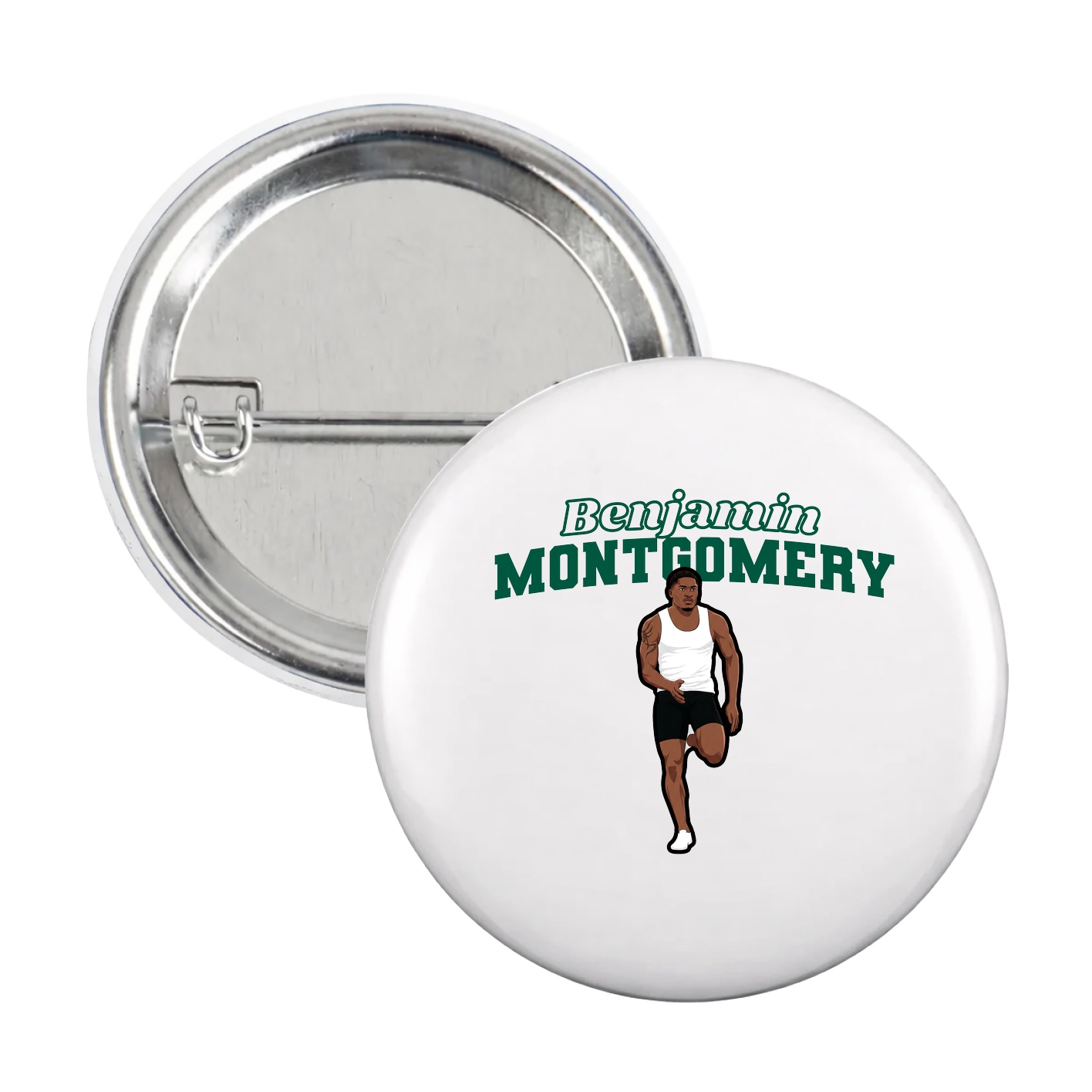 Game Day Button — Name Arch in White