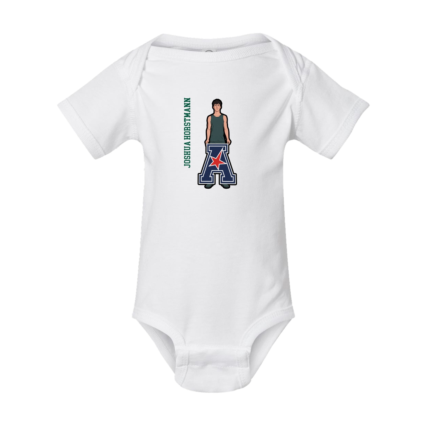 Baby Onesie — Name Vertical in White
