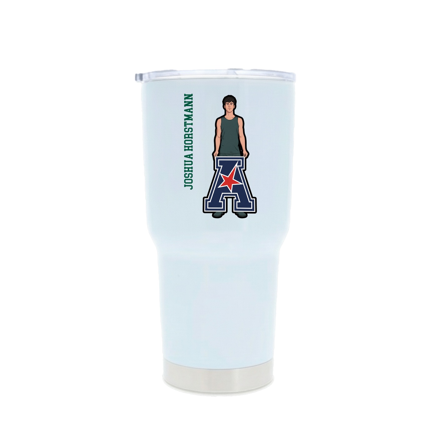 30oz Stainless Steel Tumbler — Name Vertical in White