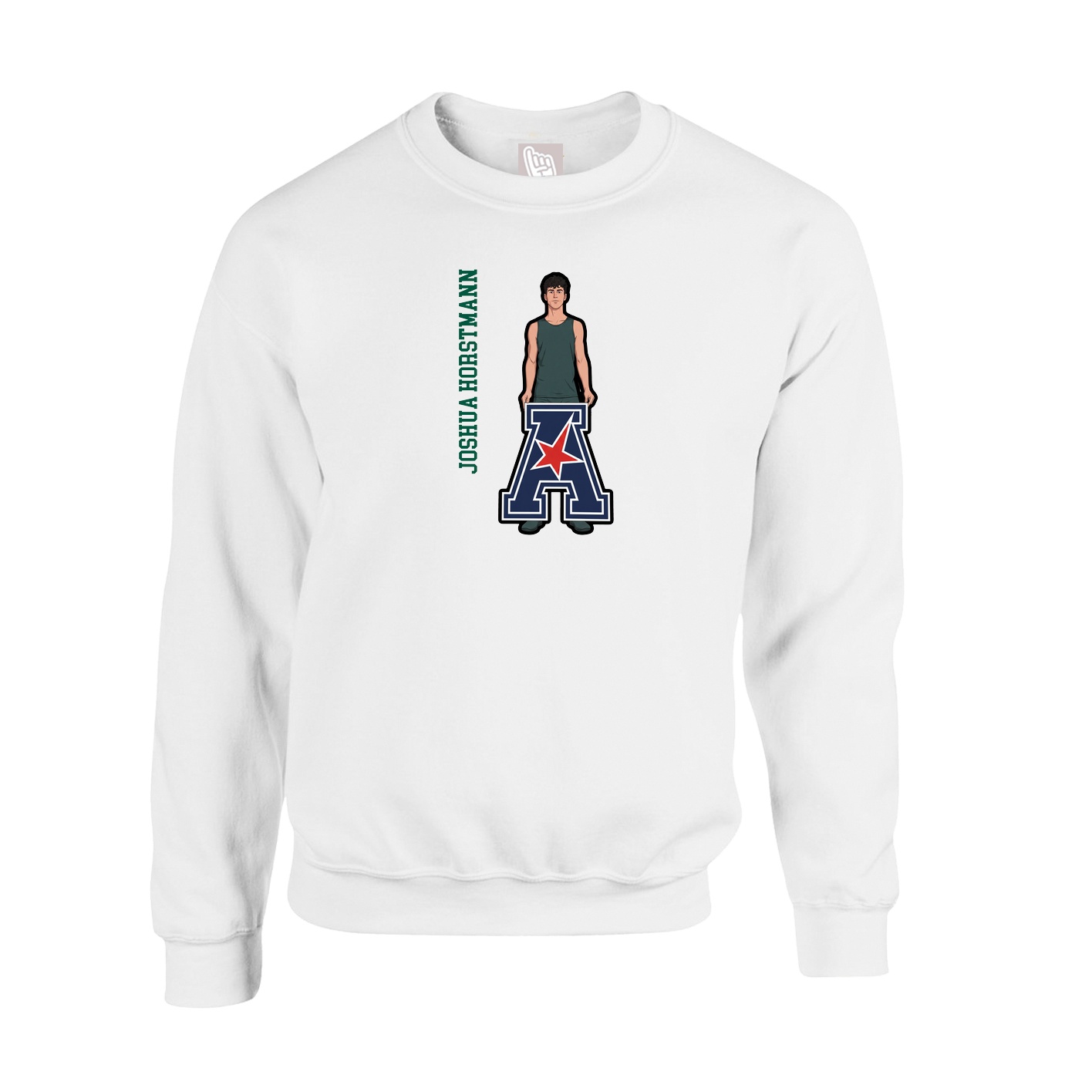 Fleece Crew — Name Vertical in White