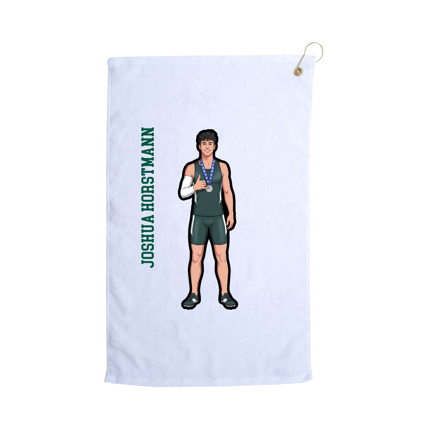 Golf Towel — Name Vertical in White
