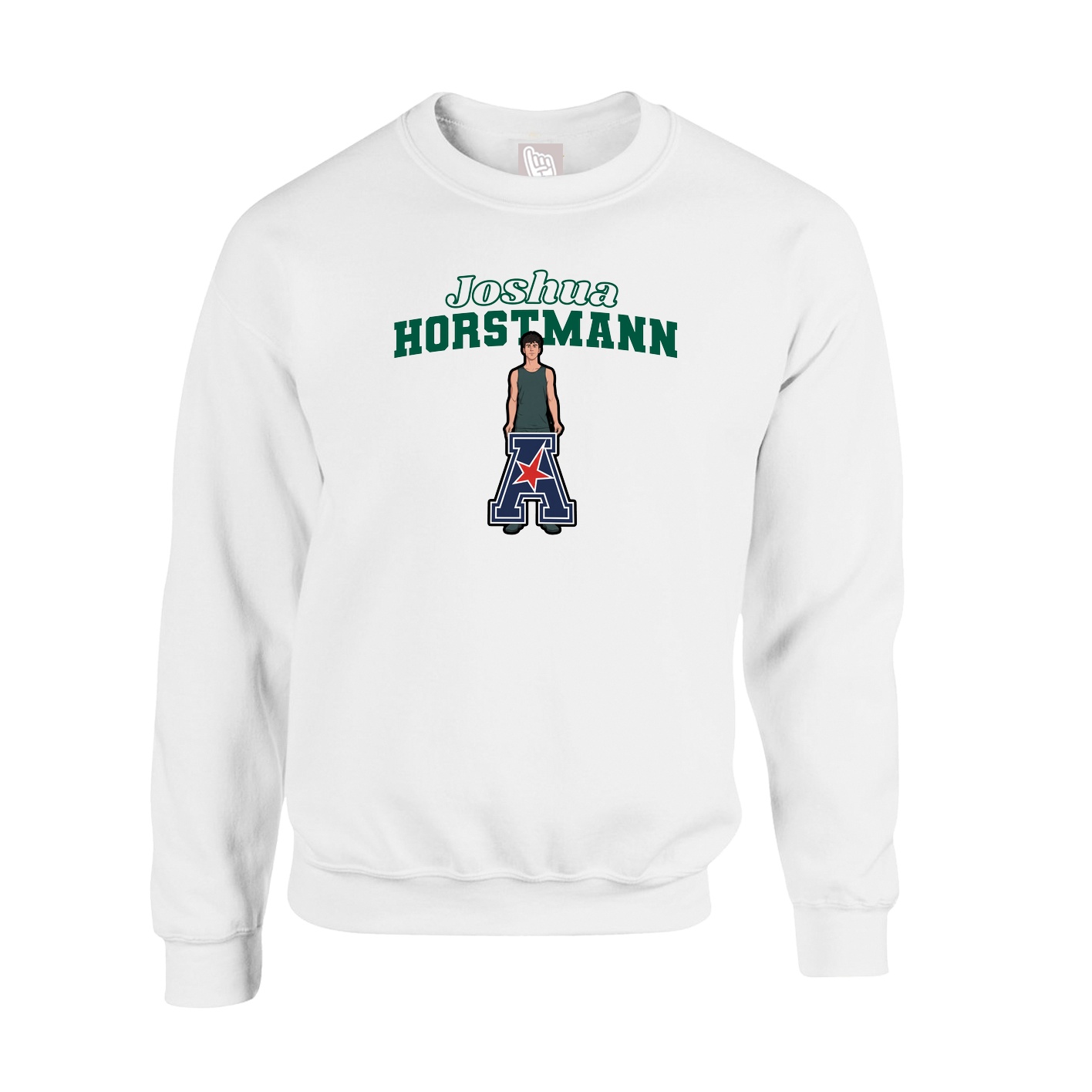 Fleece Crew — Name Arch in White